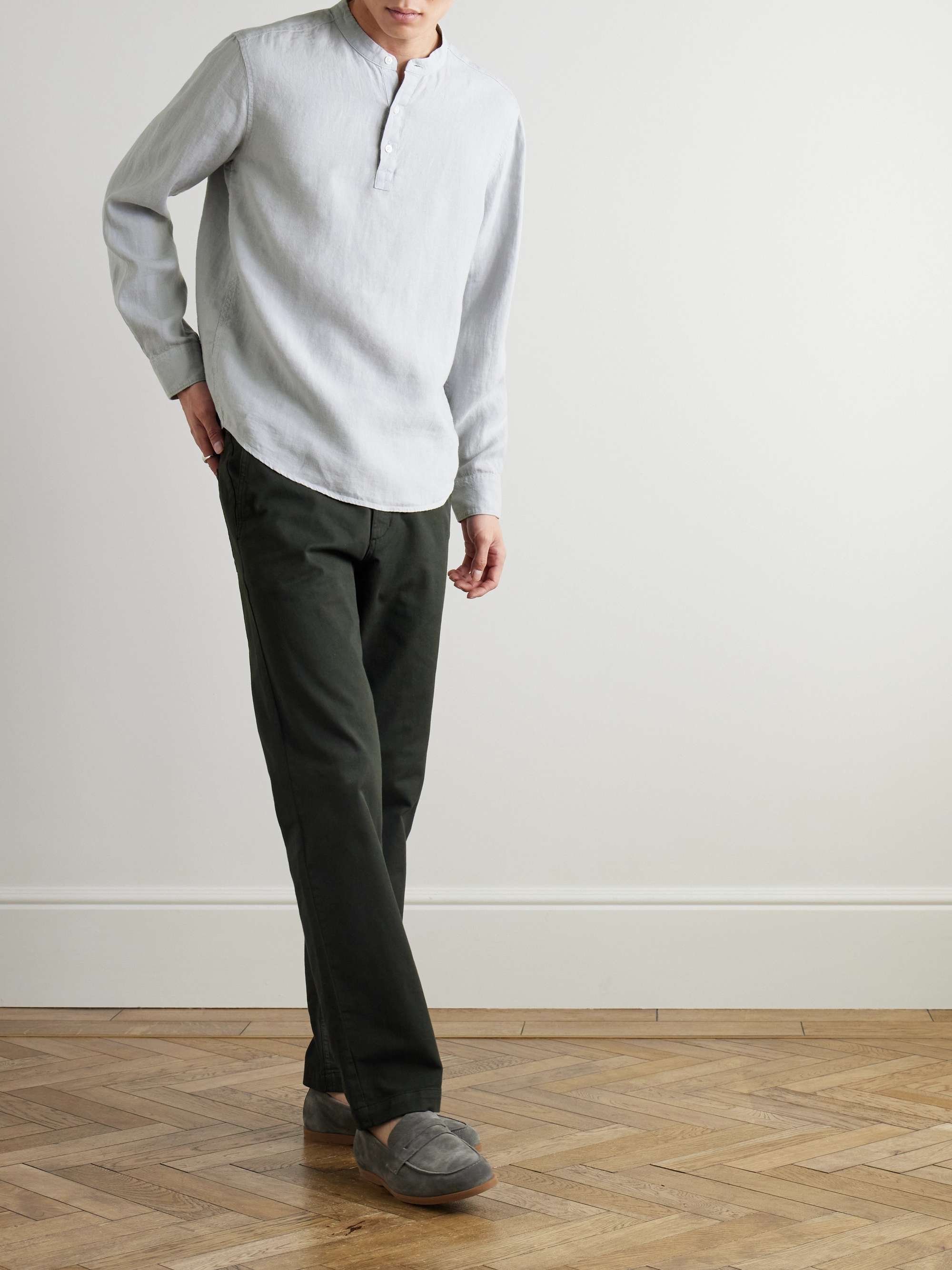 Grandad-Collar Linen Shirt view