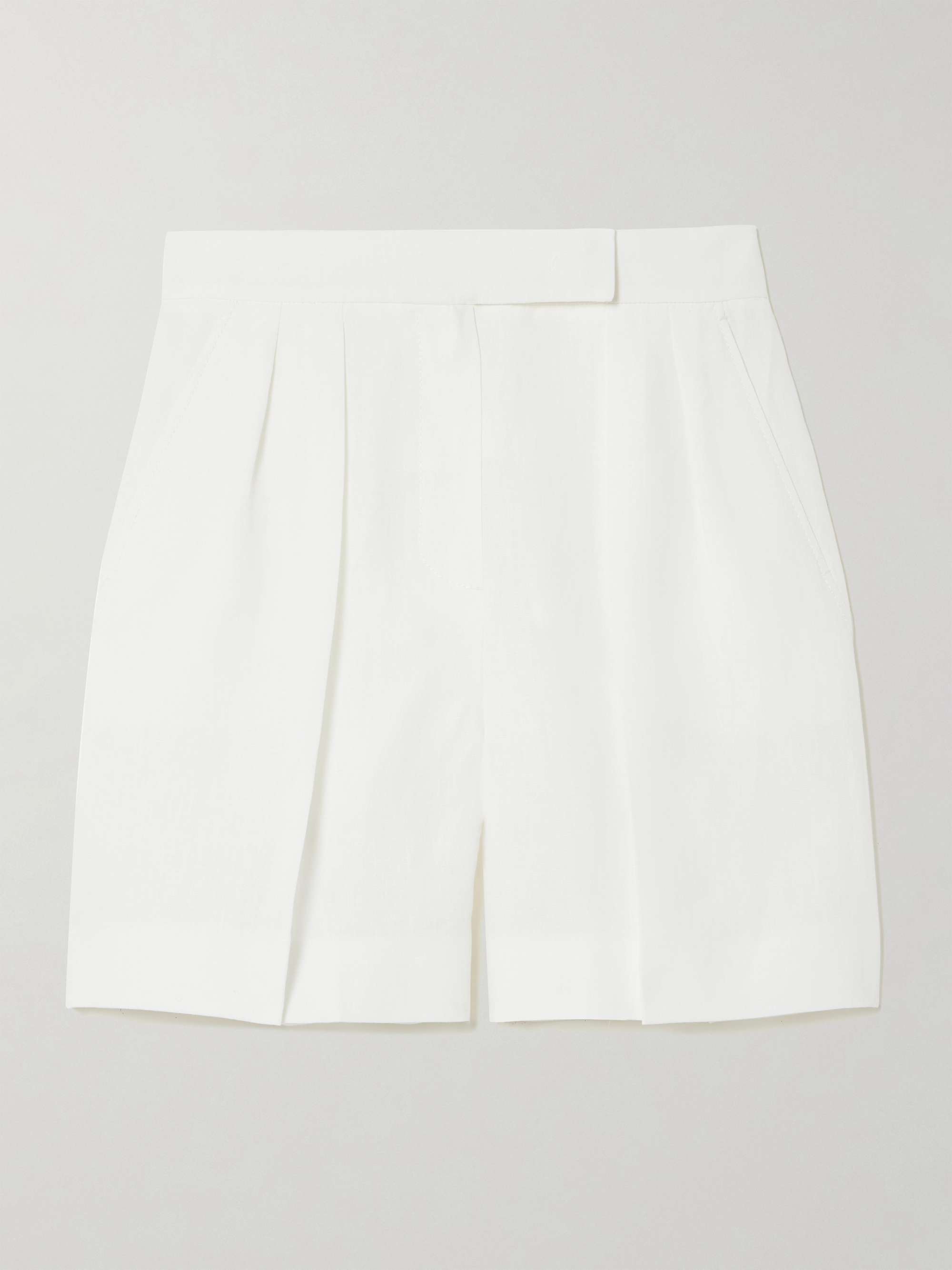 Dindy pleated linen straight-leg shorts view