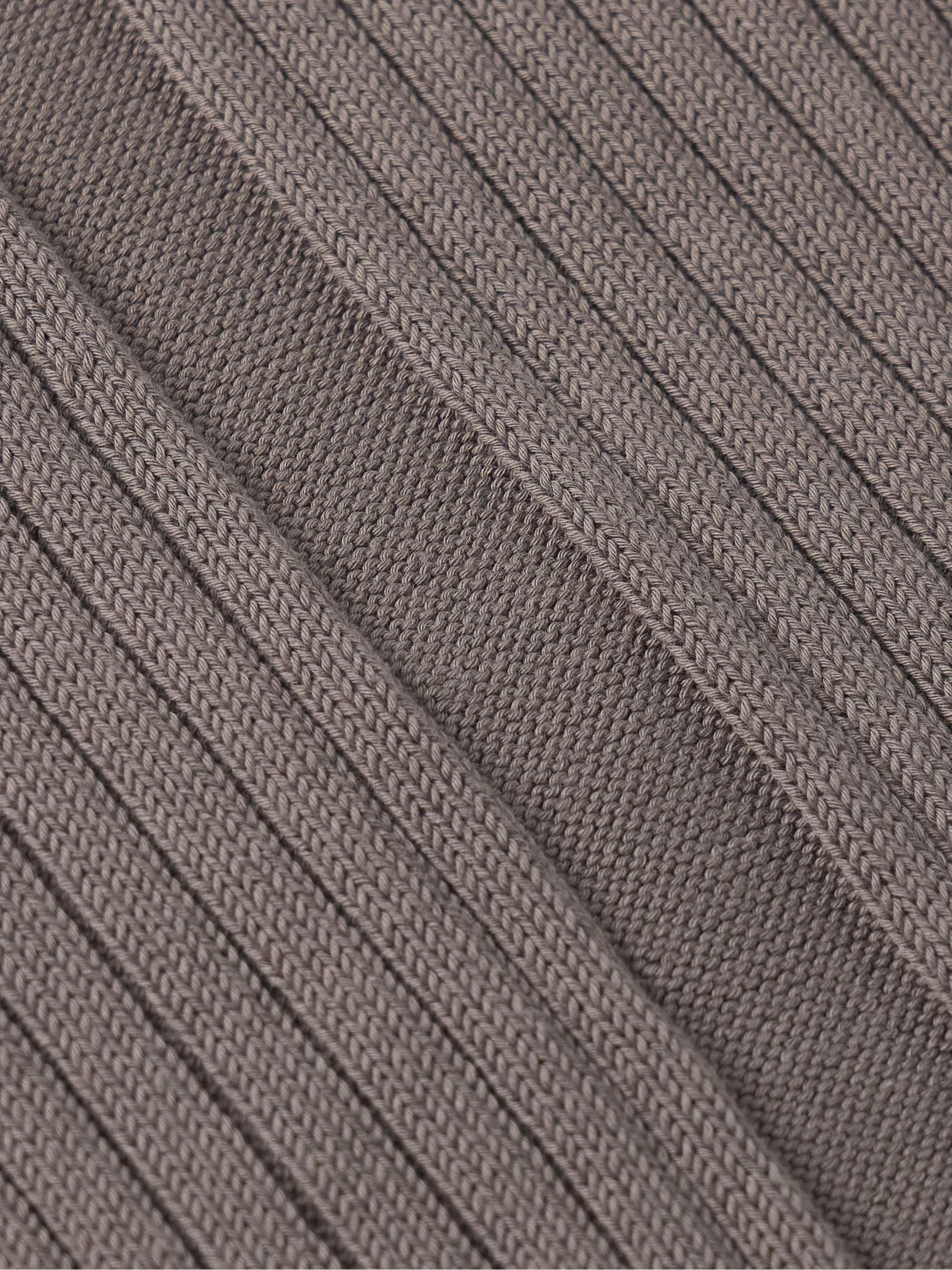 Ribbed Cotton Zip-Up Hoodie view