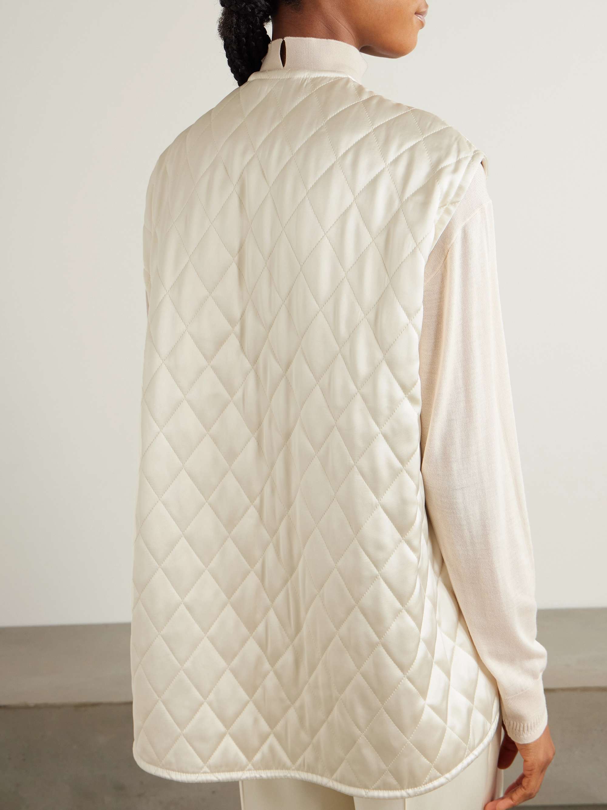 Quilted padded satin vest view