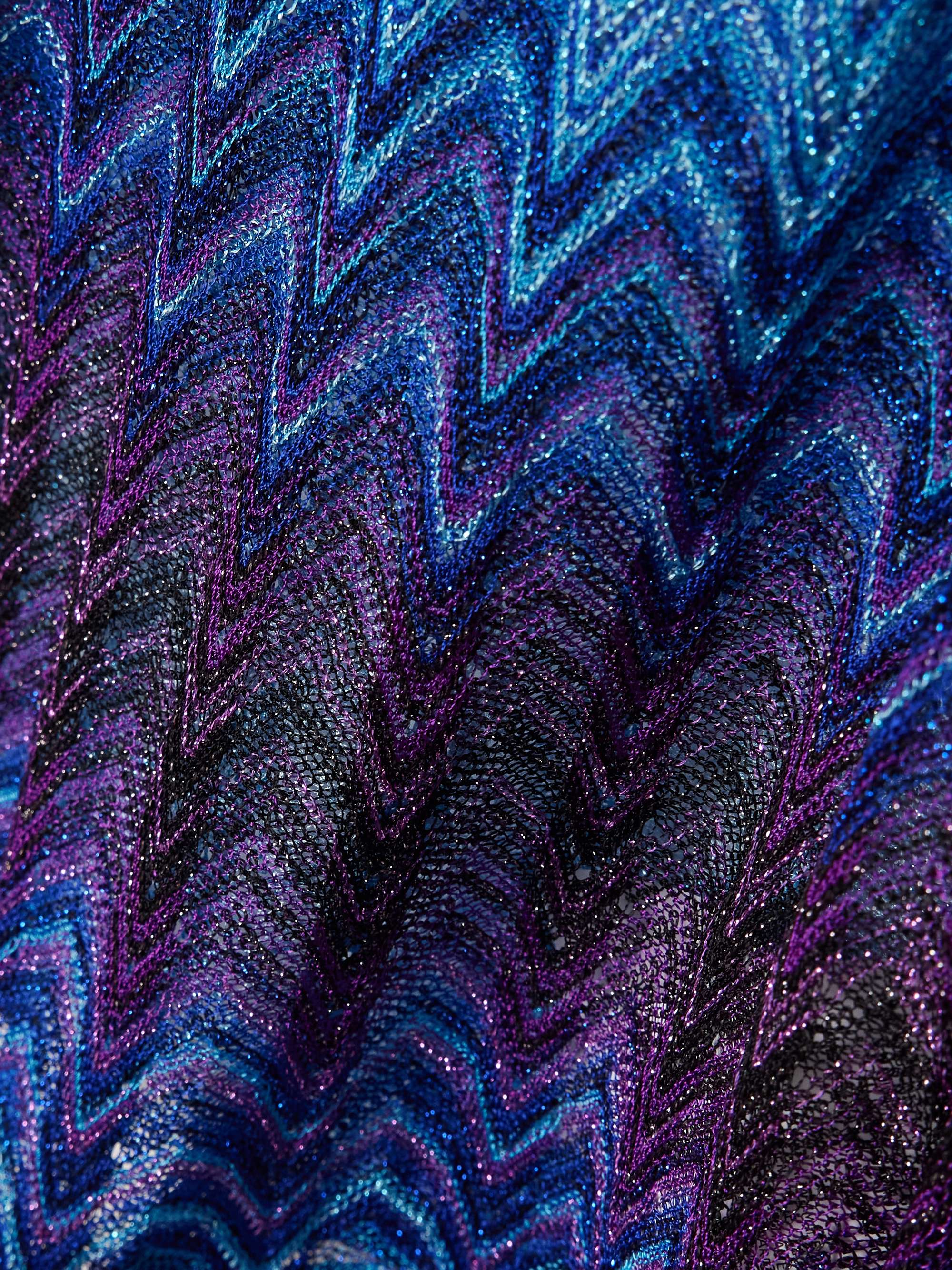 Cropped ombré metallic crochet-knit top view