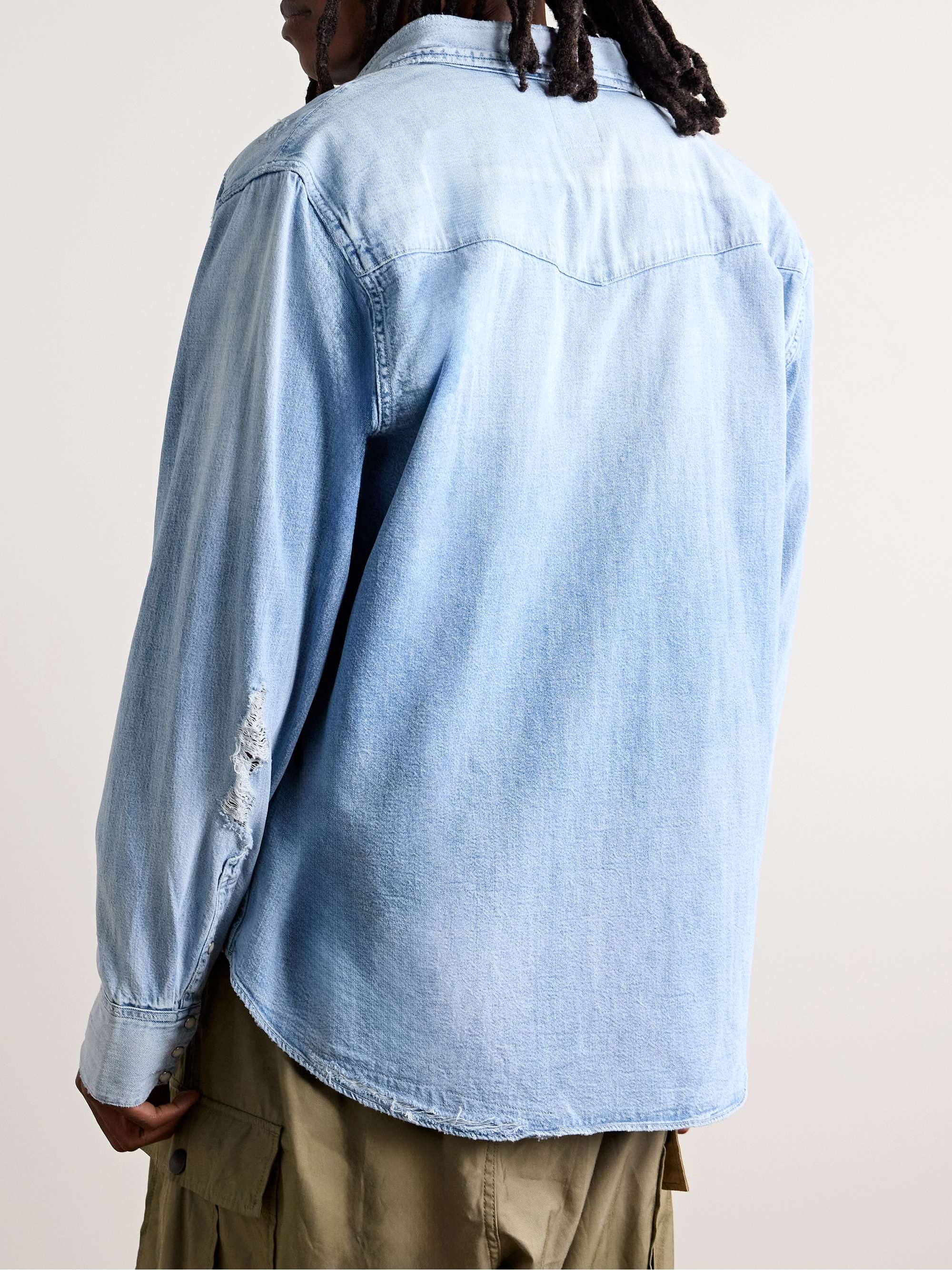 Social Sculpture Distressed Denim Western Shirt view
