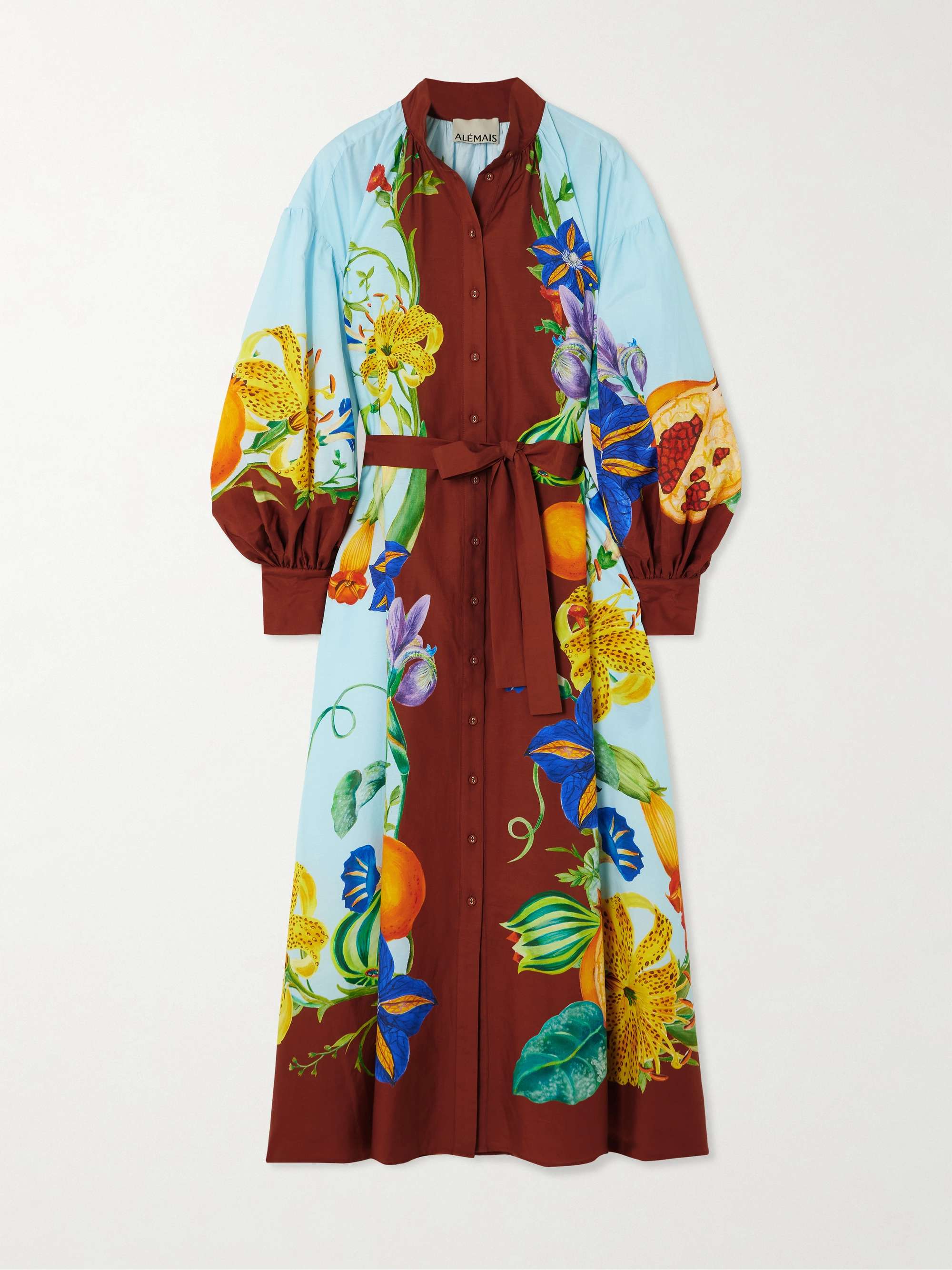 Dahlia belted floral-print cotton and silk-blend midi dress view