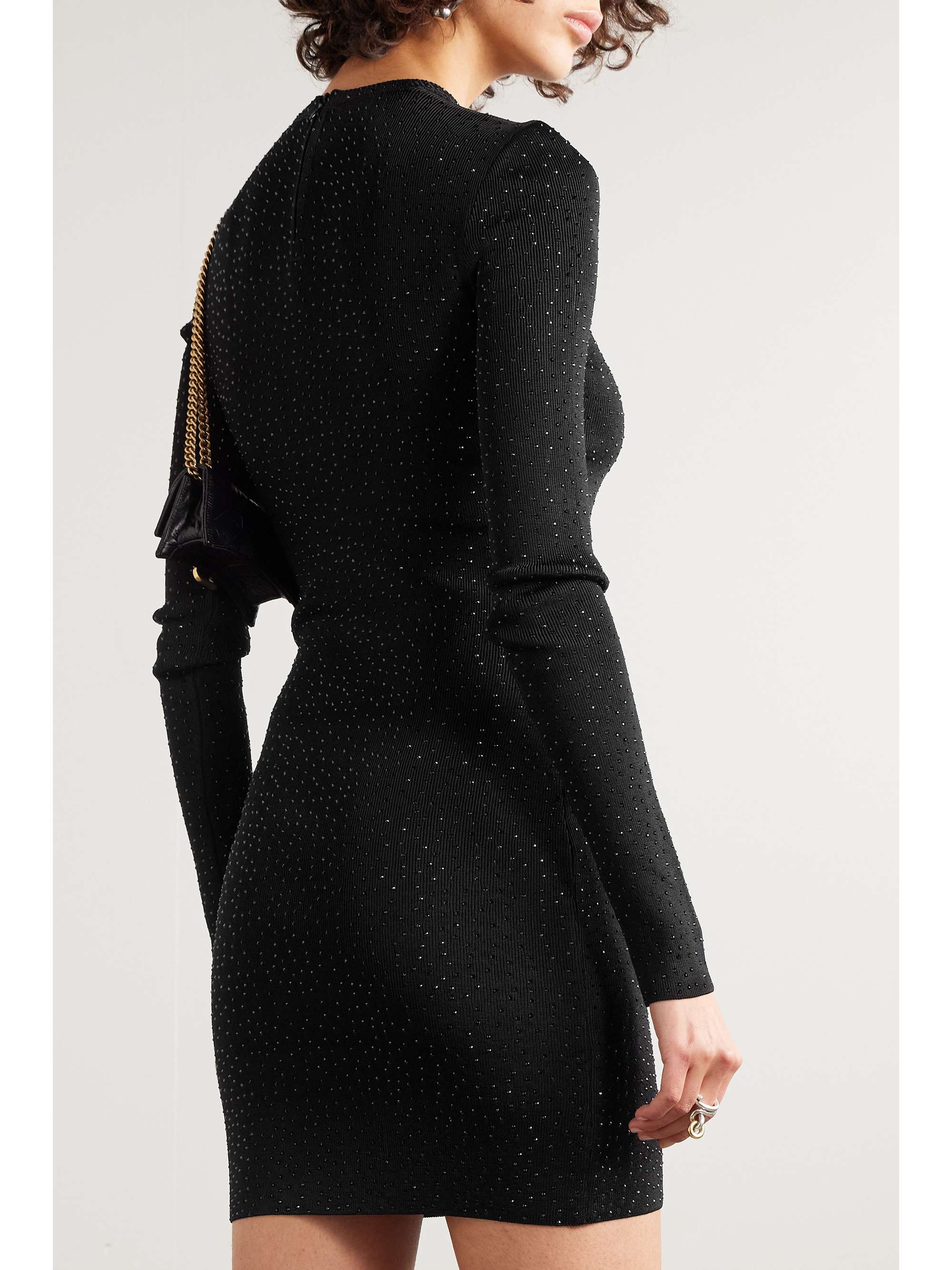Crystal-embellished stretch-knit mini dress view