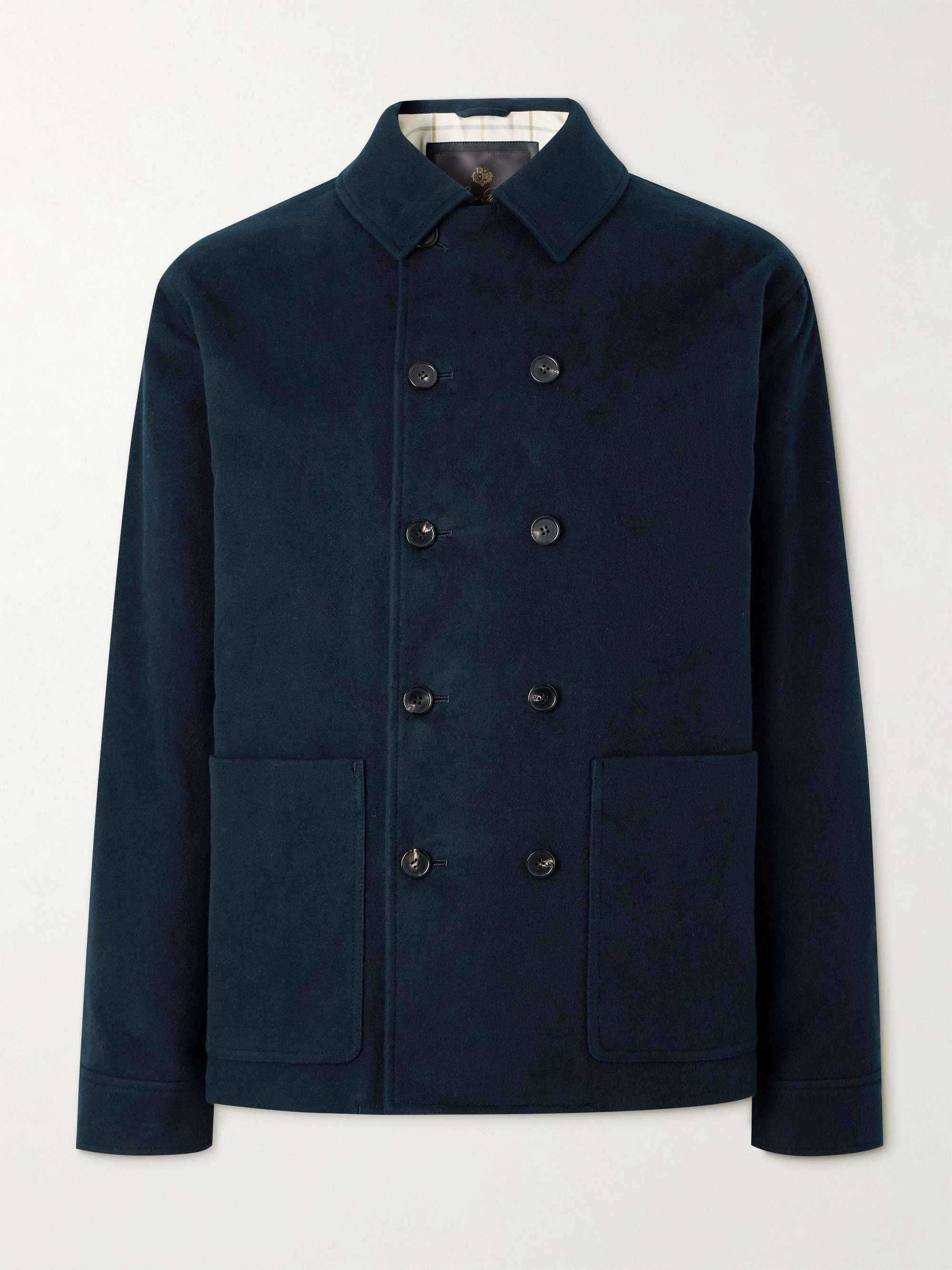 Double-Breasted Cotton and Cashmere-Blend Peacoat view