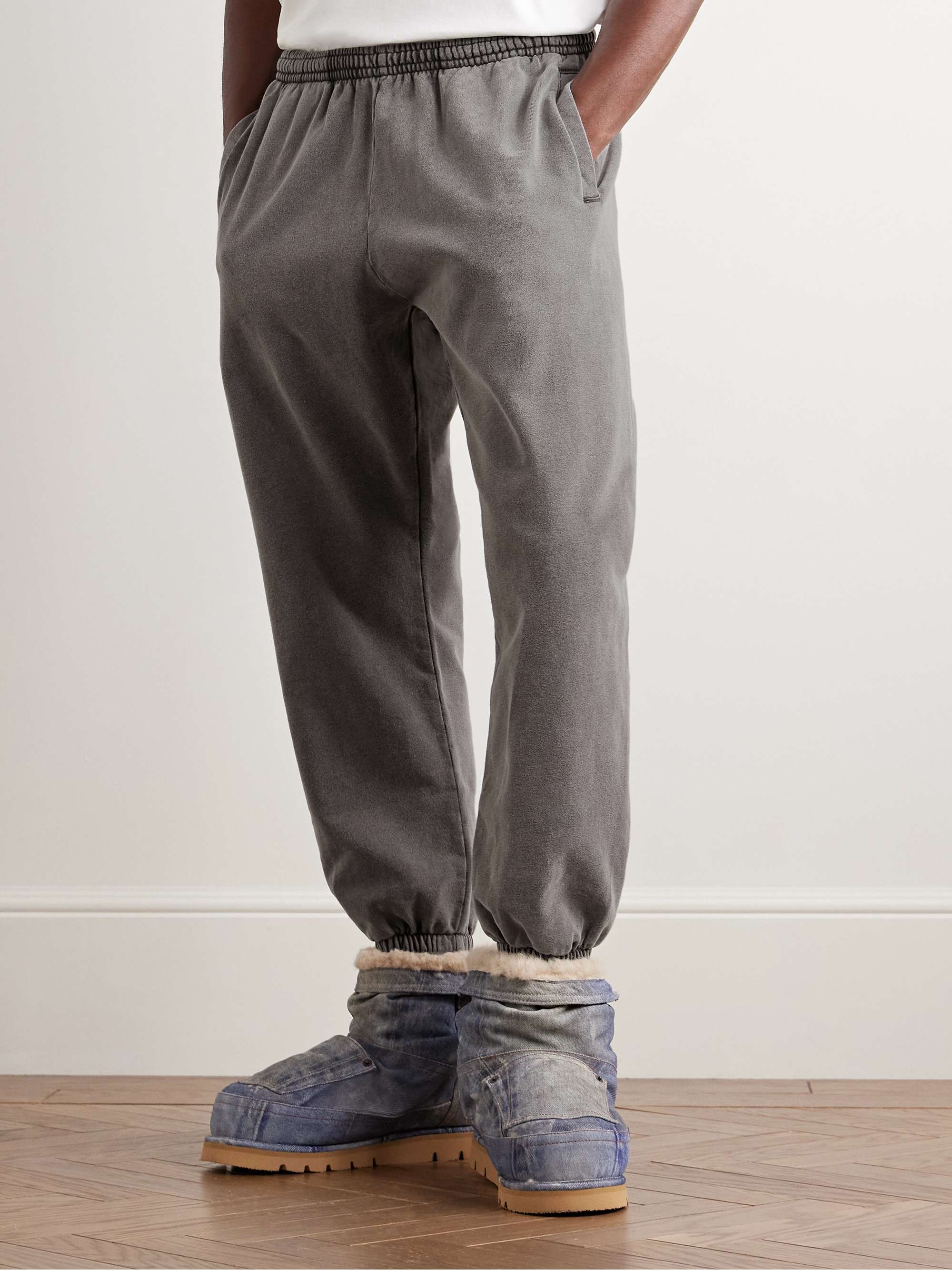 Pale Tapered Cropped Cotton-Jersey Sweatpants view