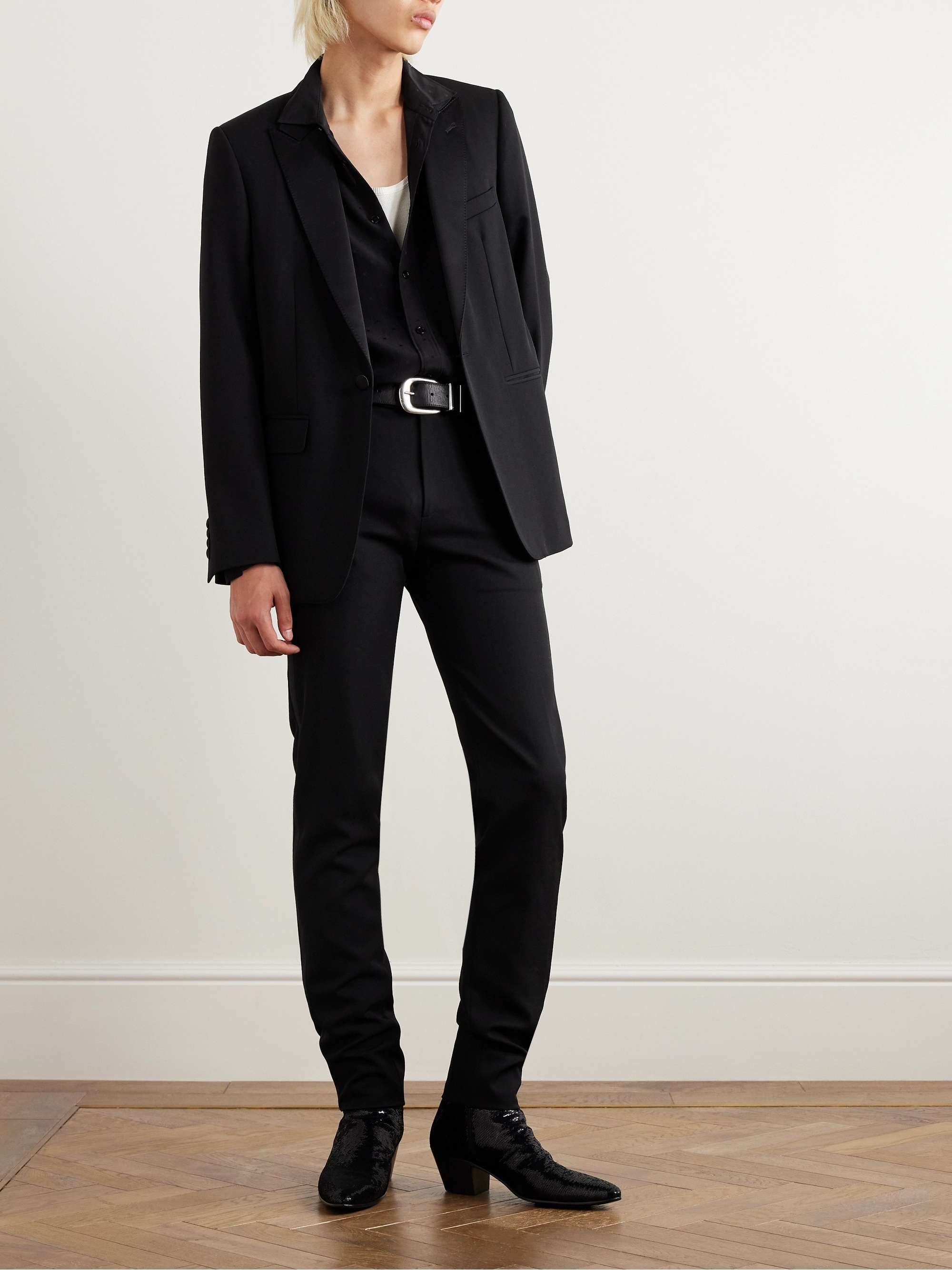 Satin-Trimmed Wool-Gabardine Tuxedo Jacket view