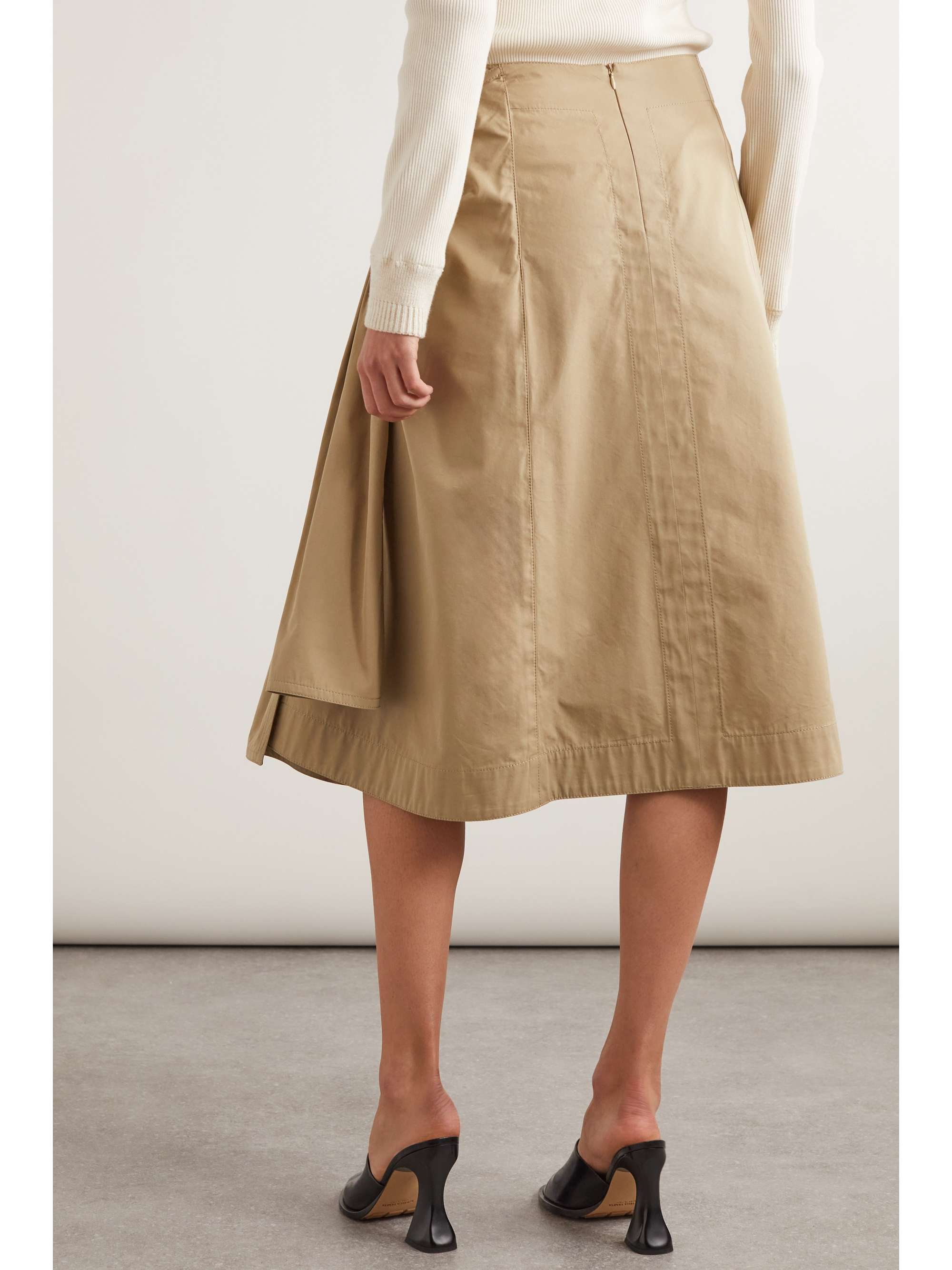Knotted cotton-blend midi skirt view