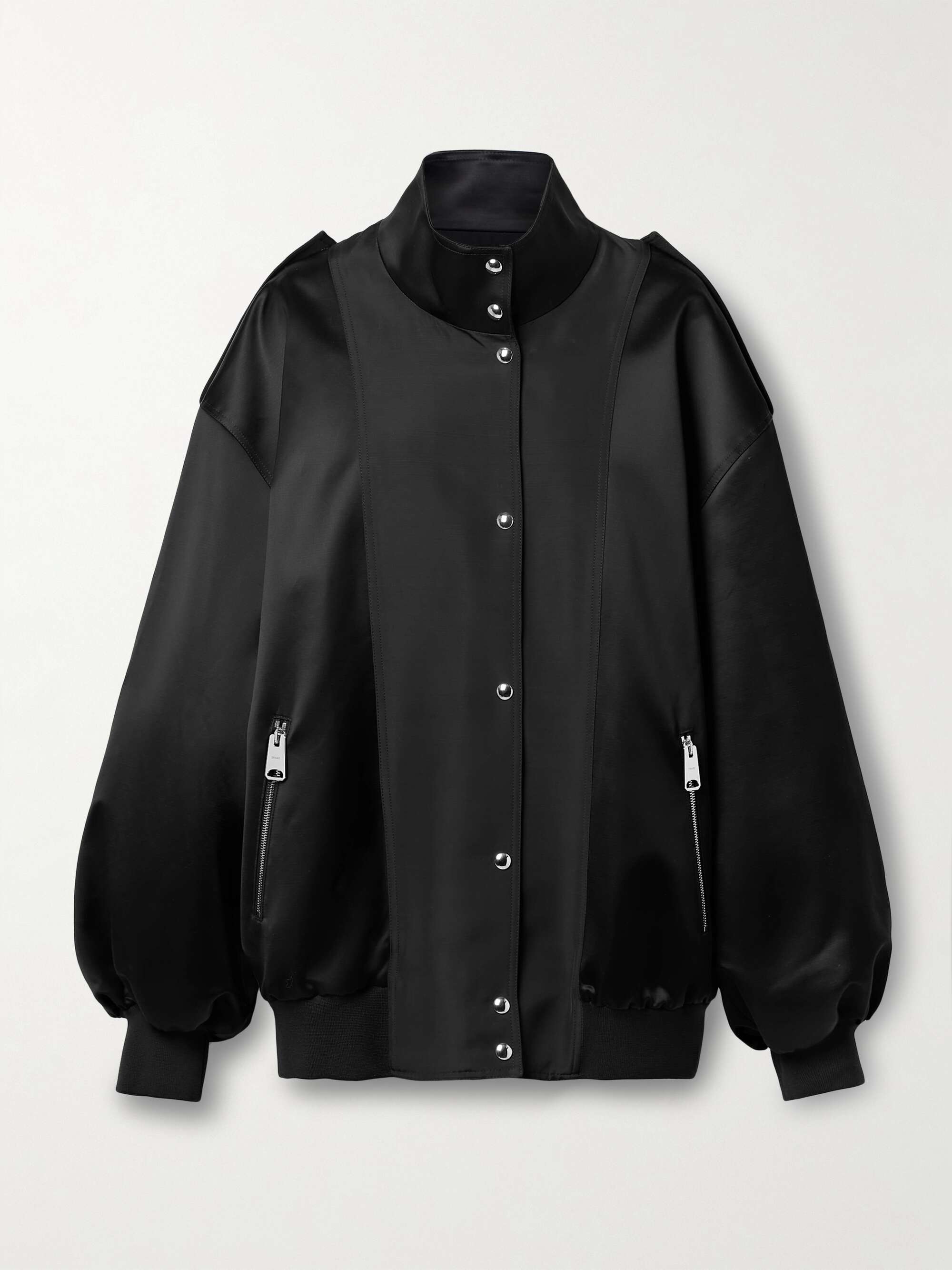Farris oversized satin-paneled cotton-blend mikado bomber jacket view