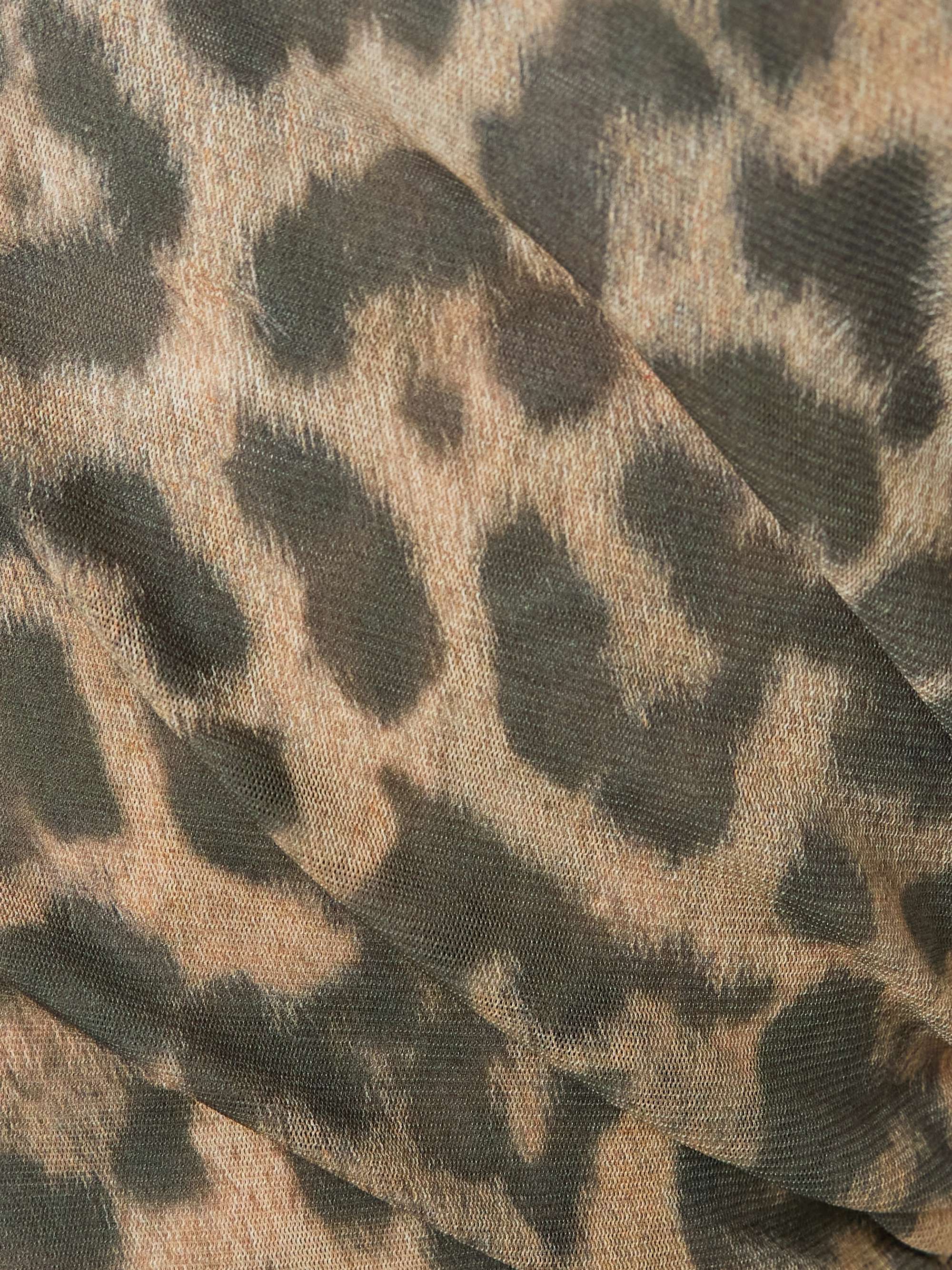 Ruched leopard-print jersey midi dress view