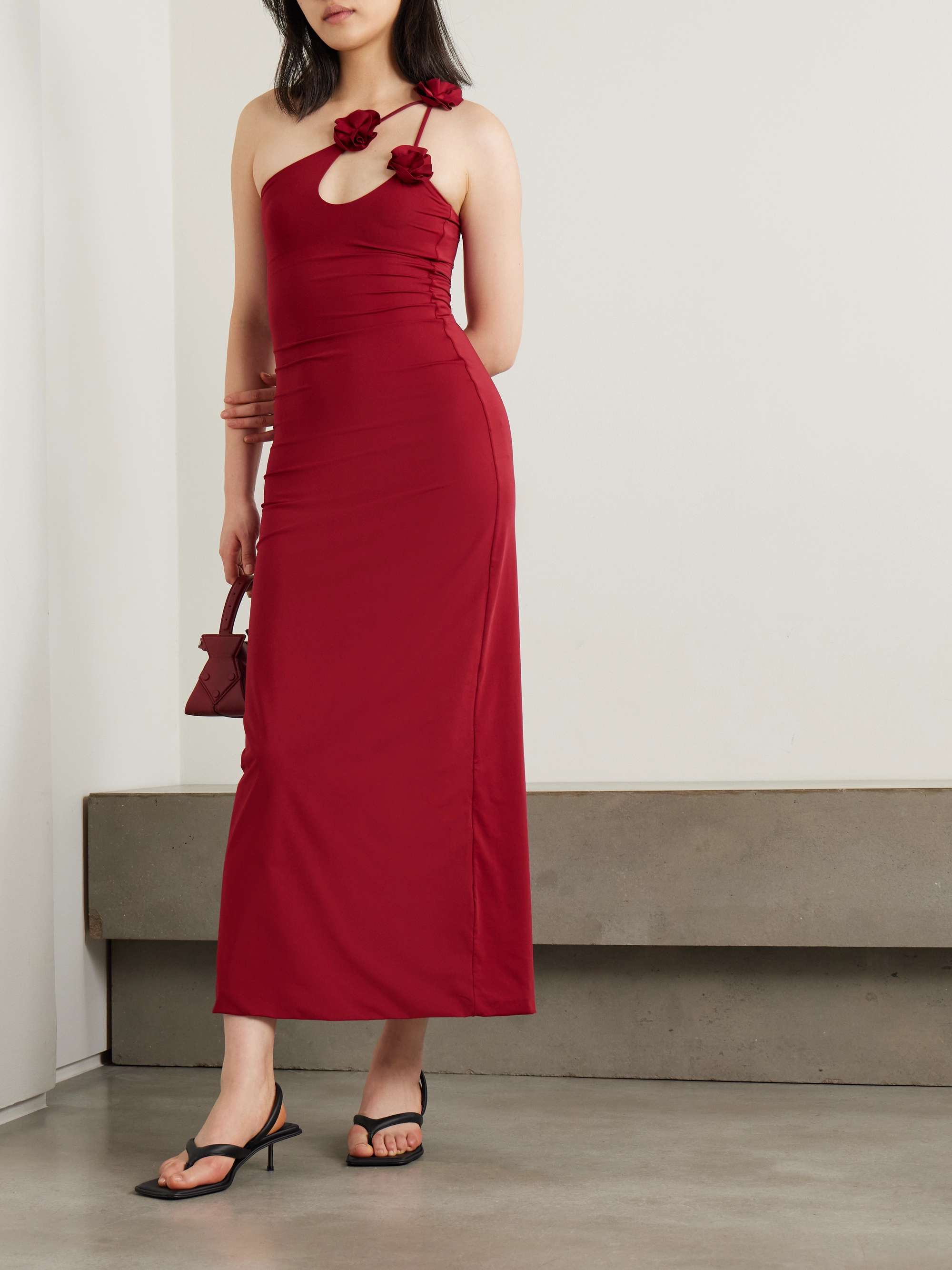 Celosía one-shoulder appliquéd stretch-jersey midi dress view