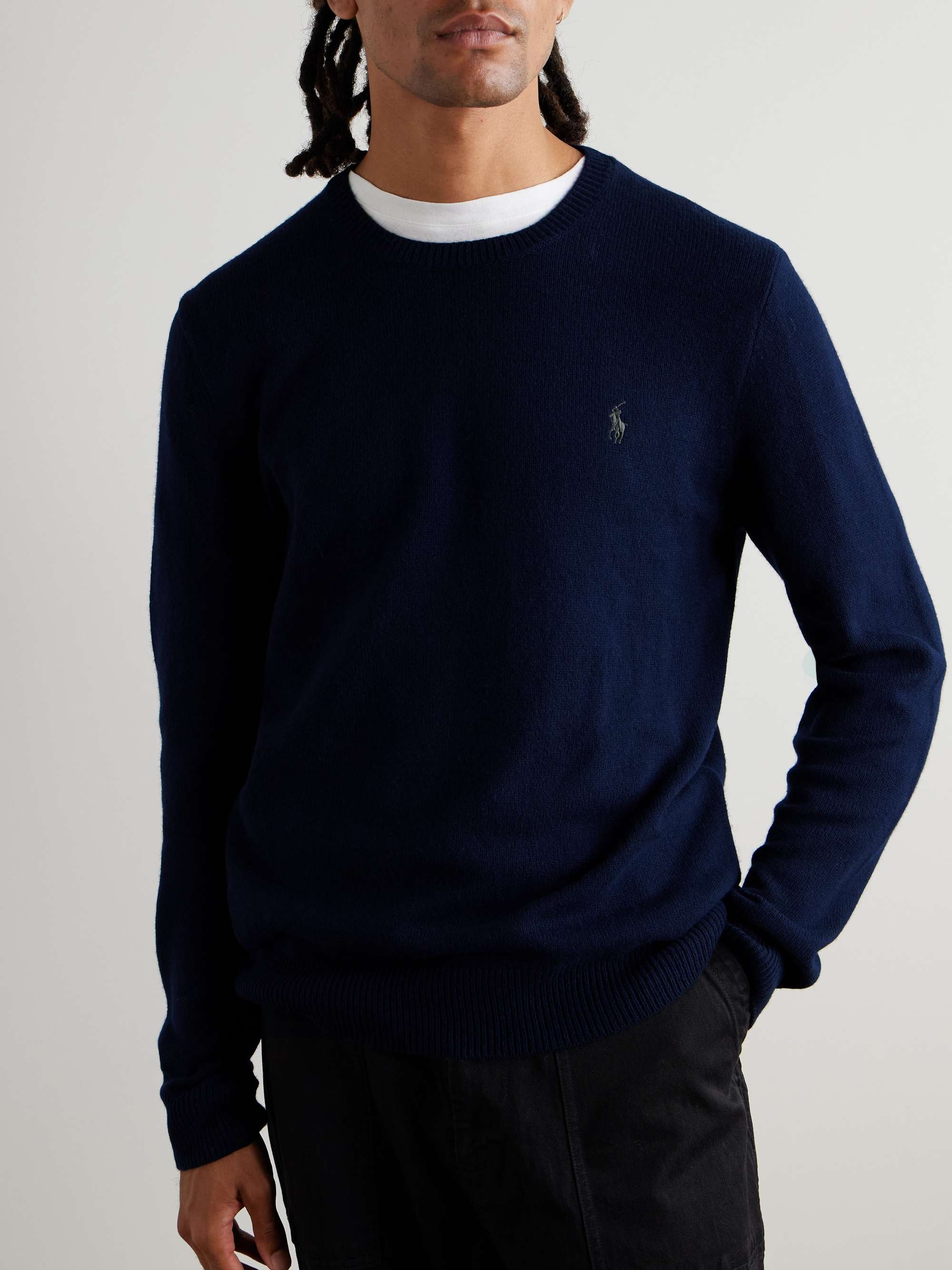 Logo-Embroidered Wool and Cotton-Blend Sweater view