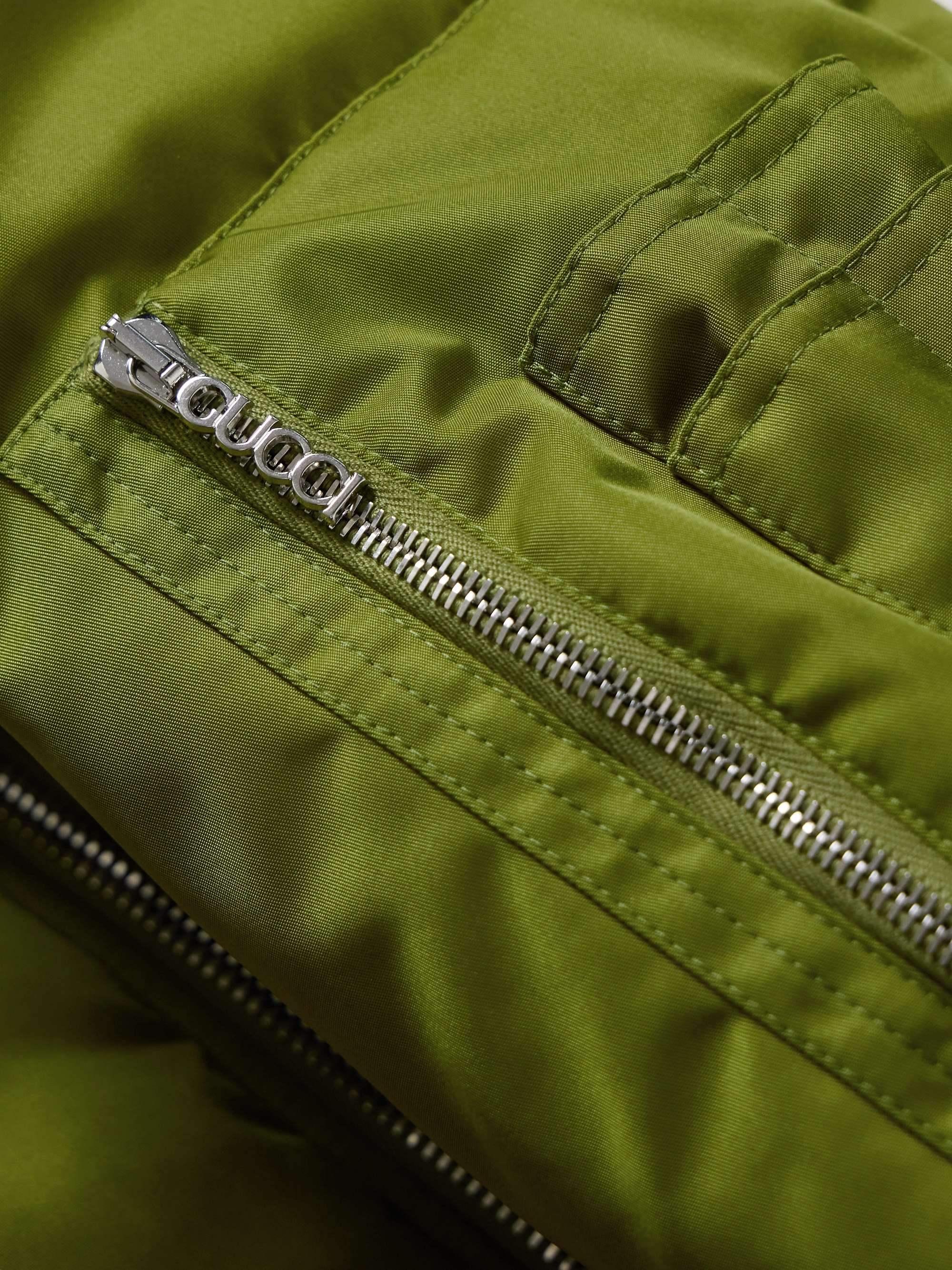 Logo-Appliquéd Padded Satin Bomber Jacket view