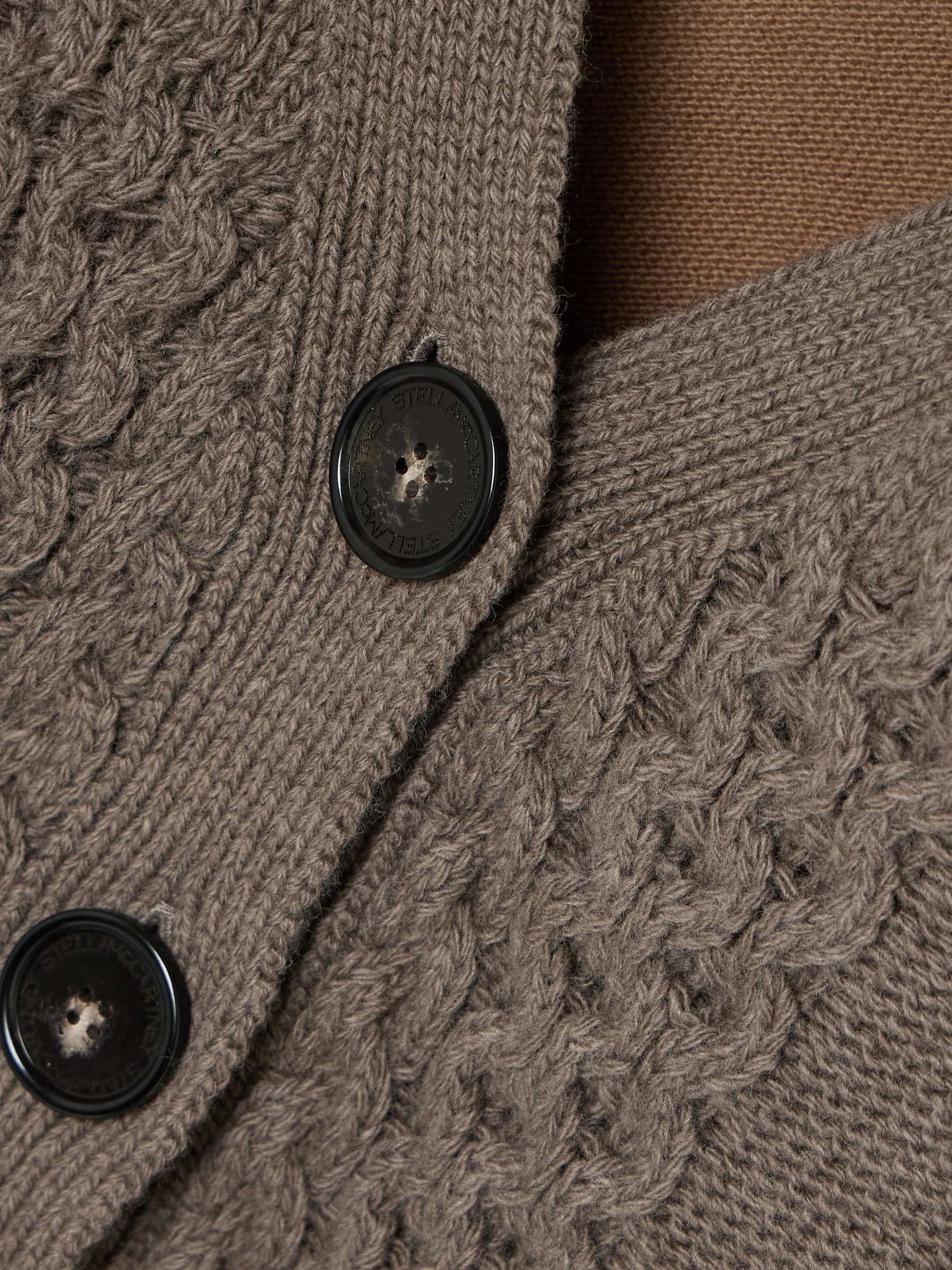 Cropped paneled cable-knit wool cardigan view