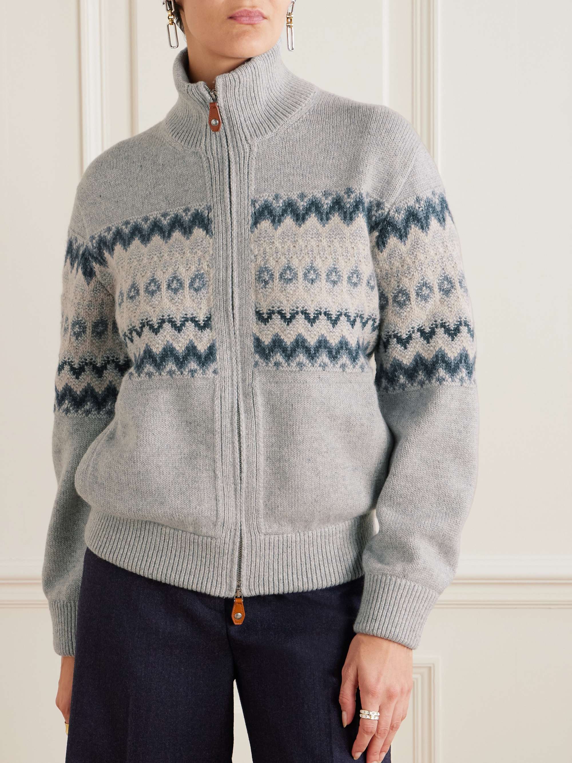 Fair Isle cashmere cardigan view