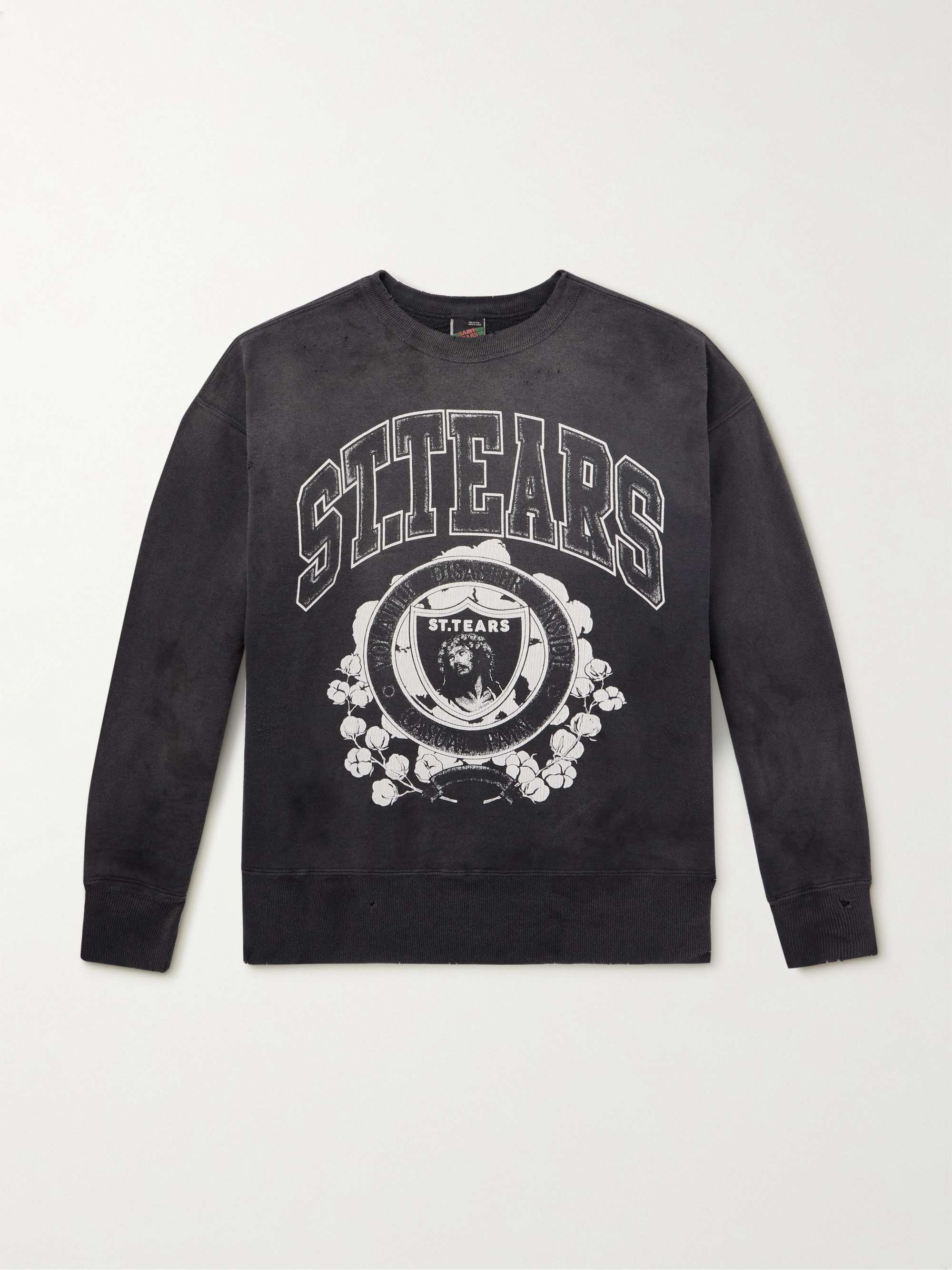 + Denim Tears Saint Tears Distressed Printed Cotton-Jersey Sweatshirt view