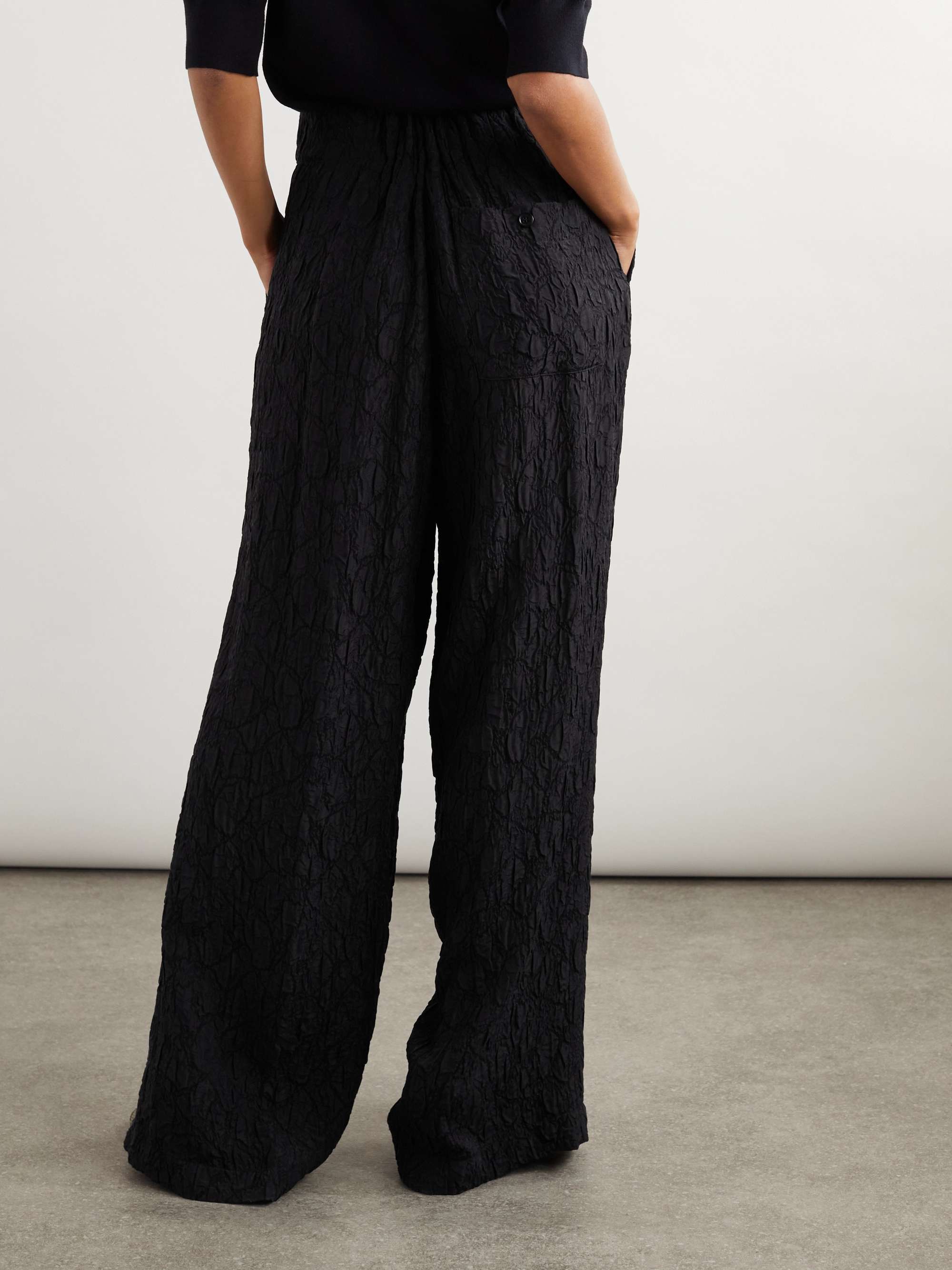 Textured woven wide-leg pants view