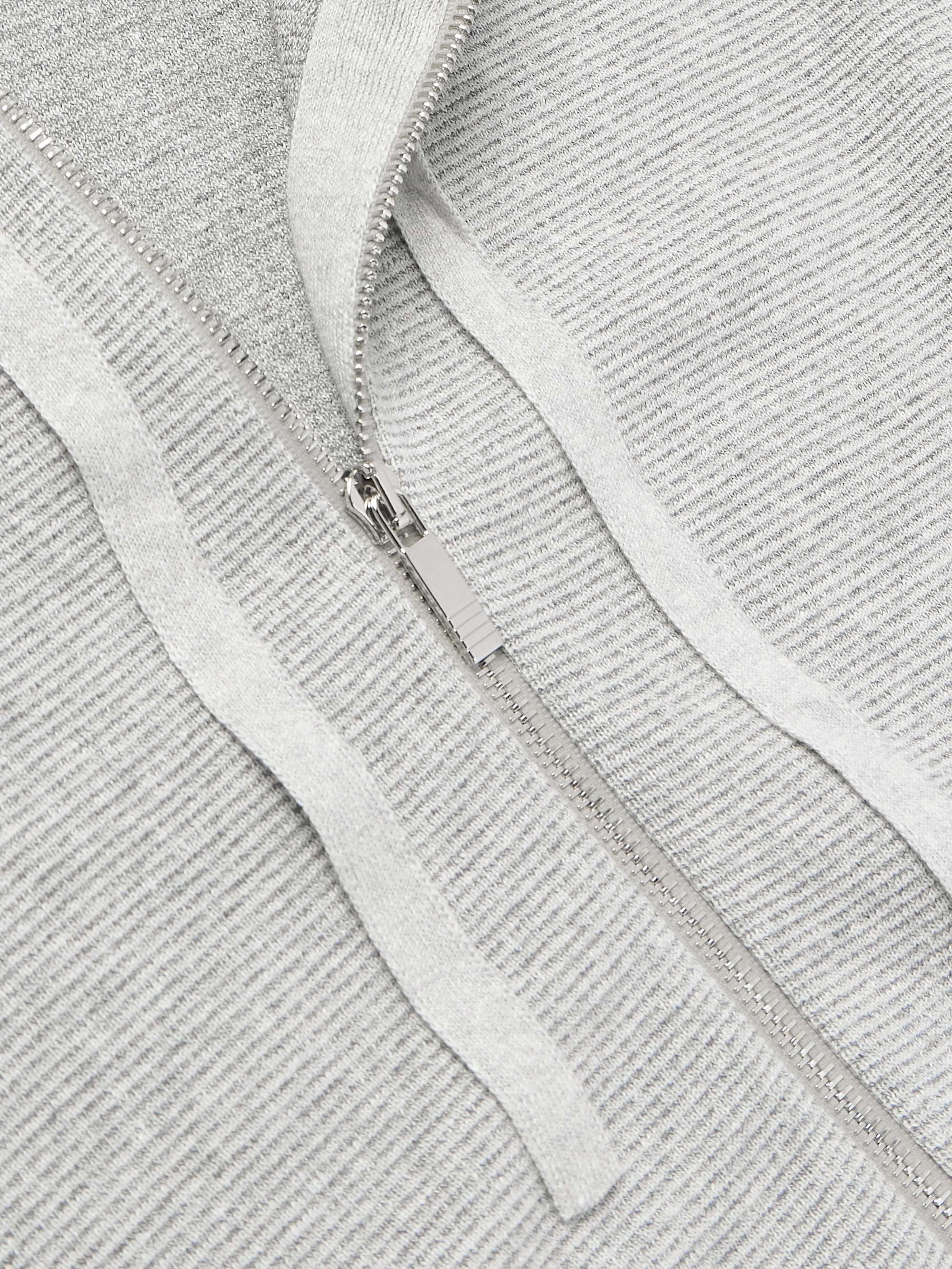 Striped Textured Linen and Cotton-Blend Zip-Up Hoodie view