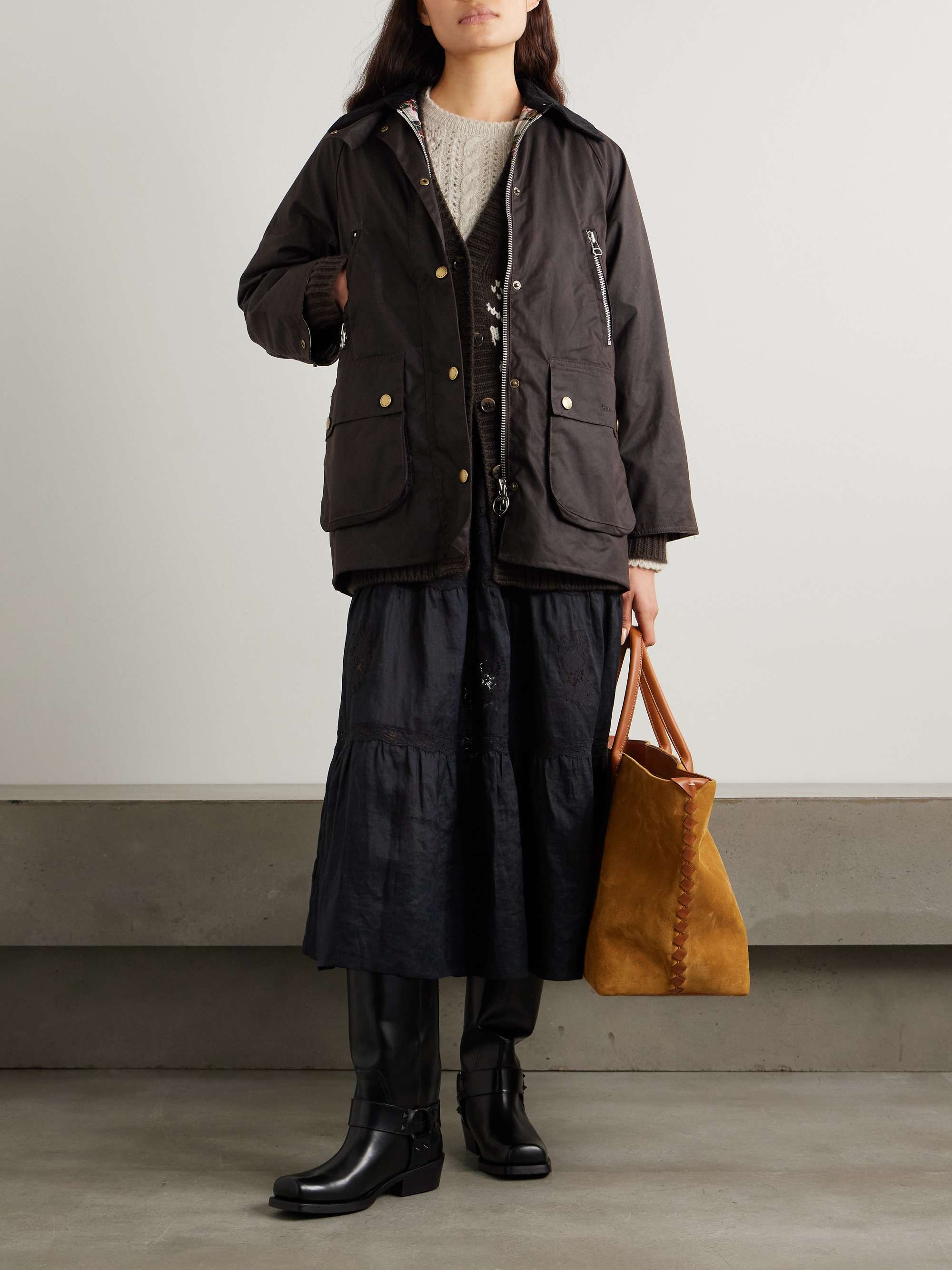 Lynne corduroy-trimmed waxed-cotton jacket view