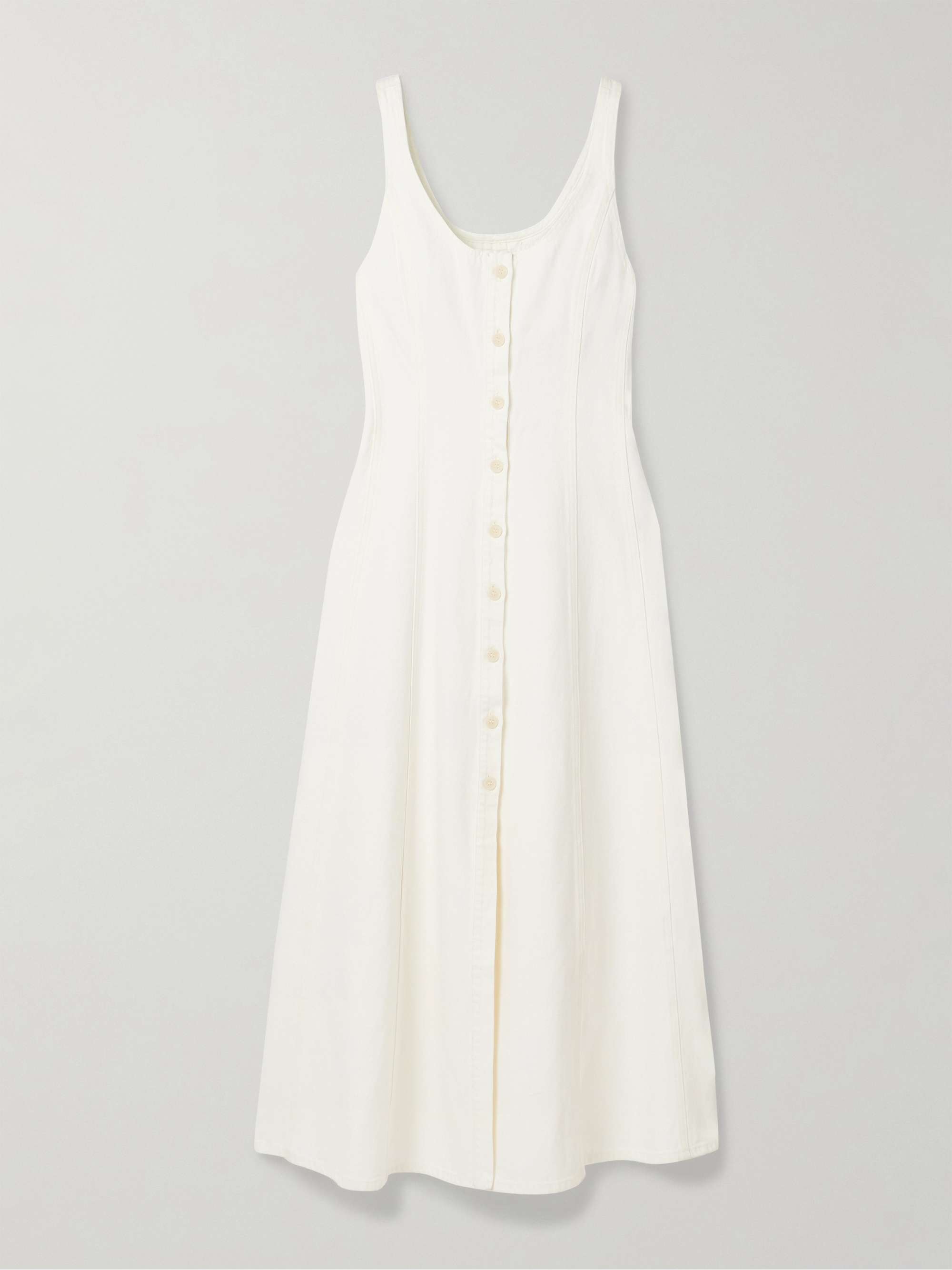 Rosetta paneled denim midi dress view