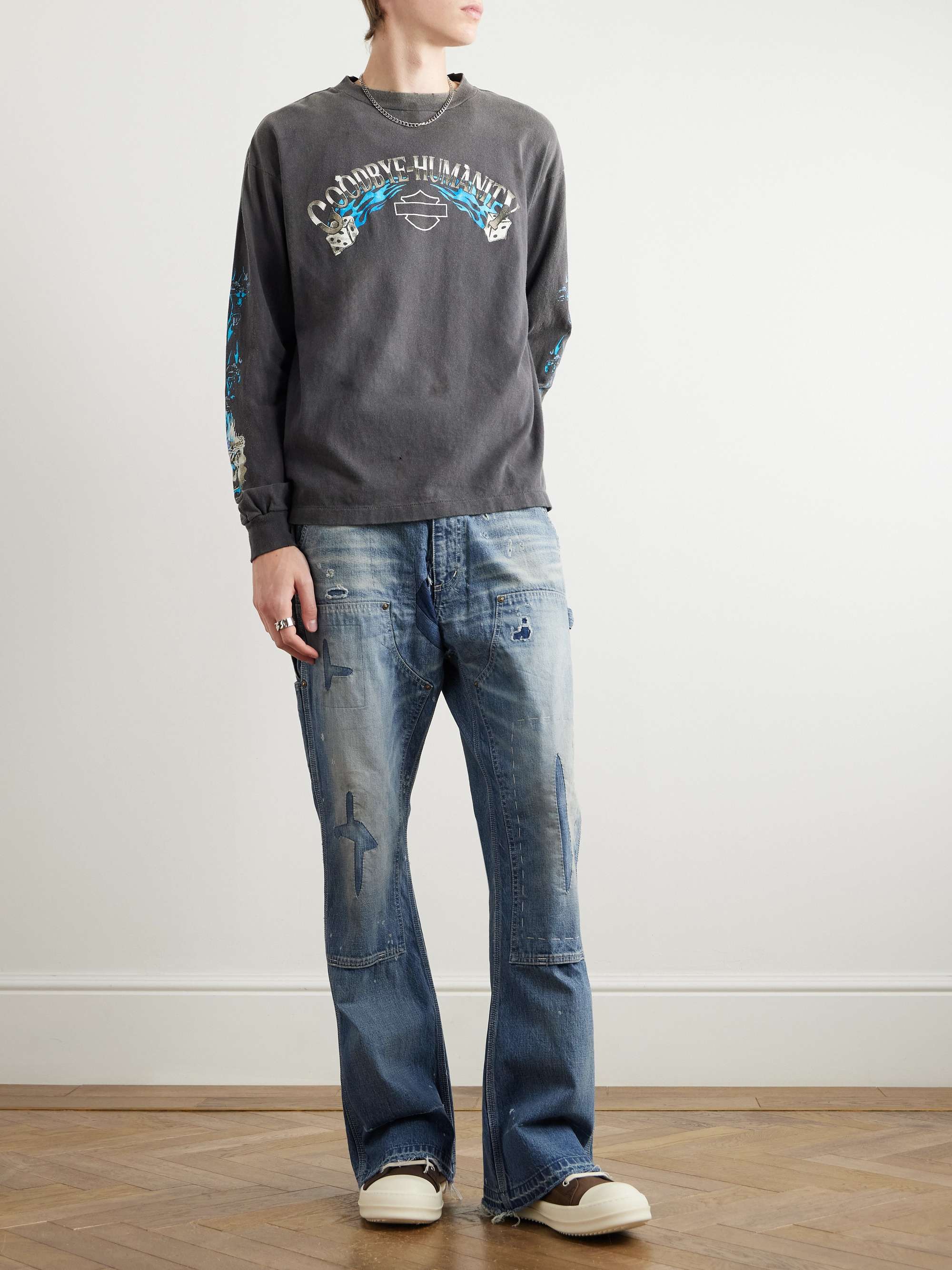 Bootcut Panelled Distressed Jeans view