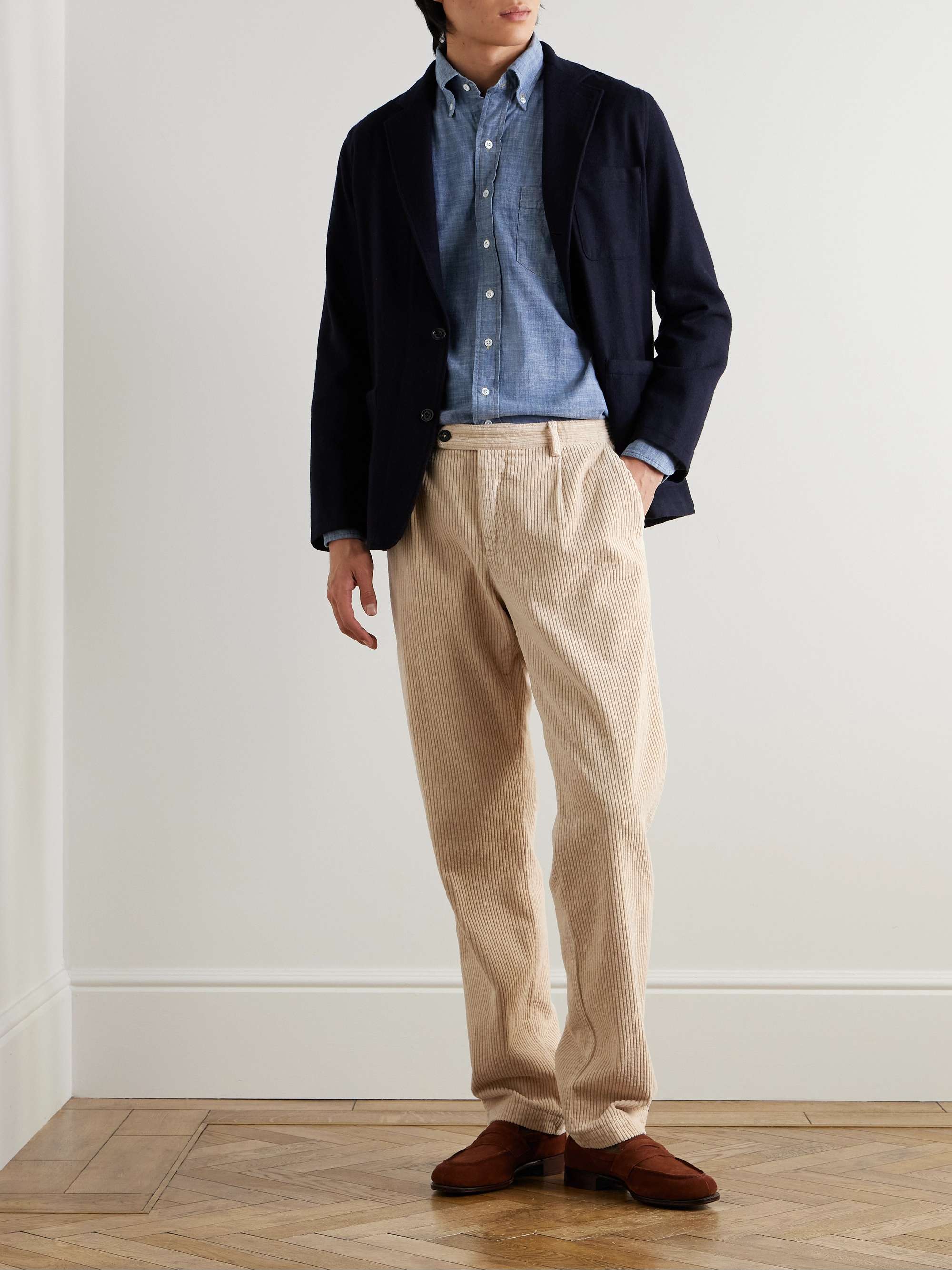 Ionio2 Tapered Pleated Cotton-Corduroy Trousers view