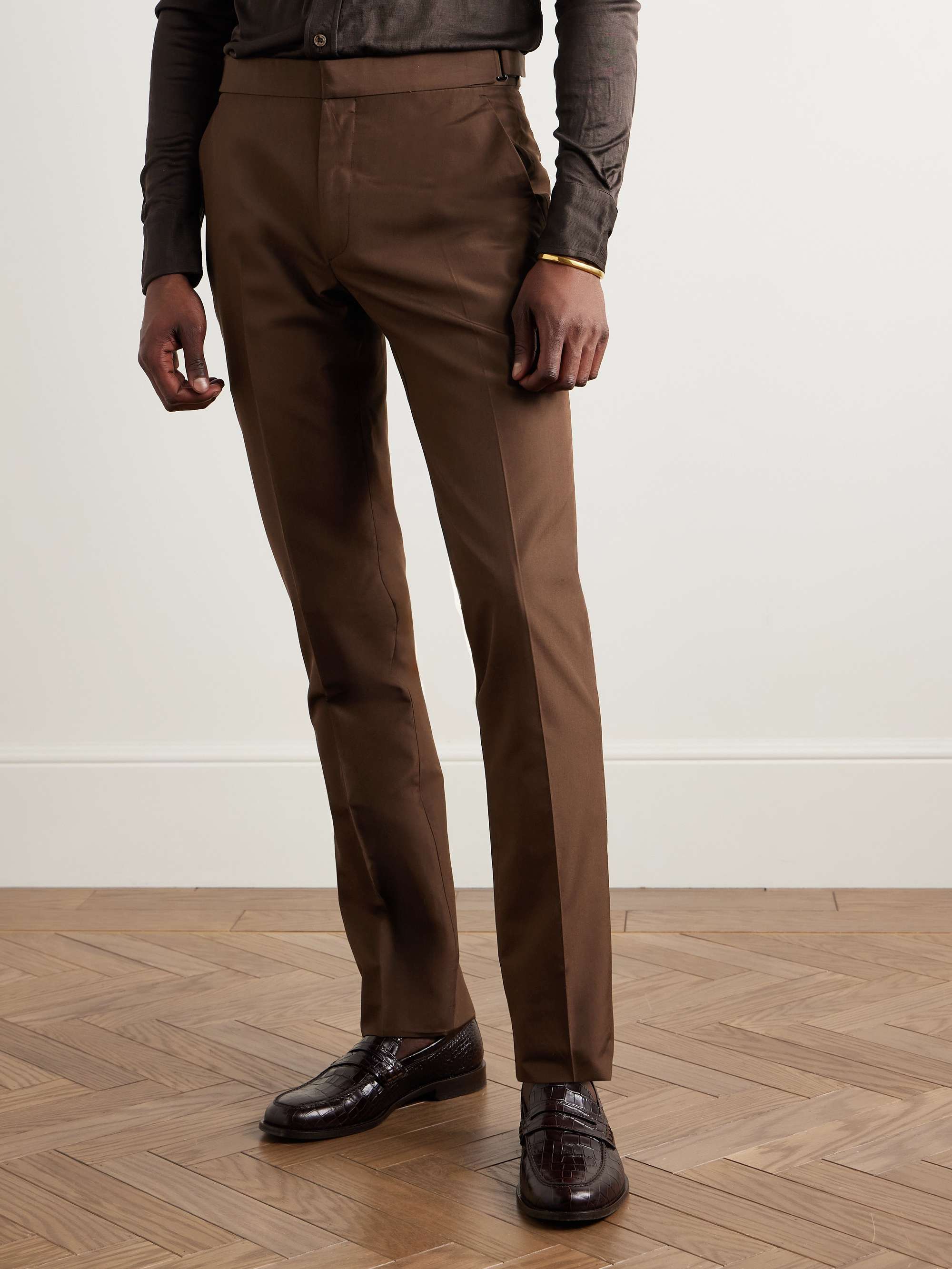 Slim-Fit Silk Trousers view