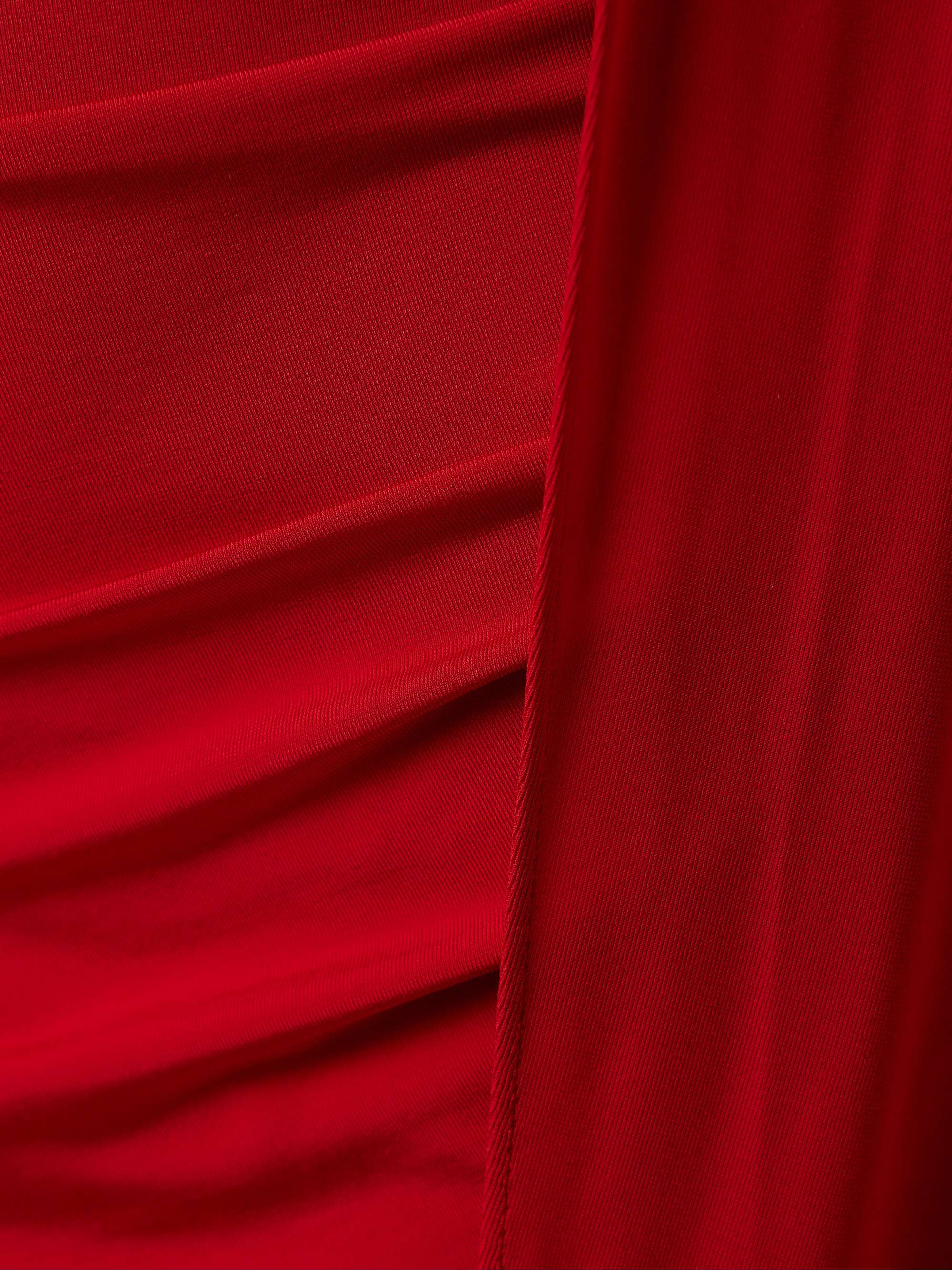 Asymmetric cape-effect stretch-satin gown view