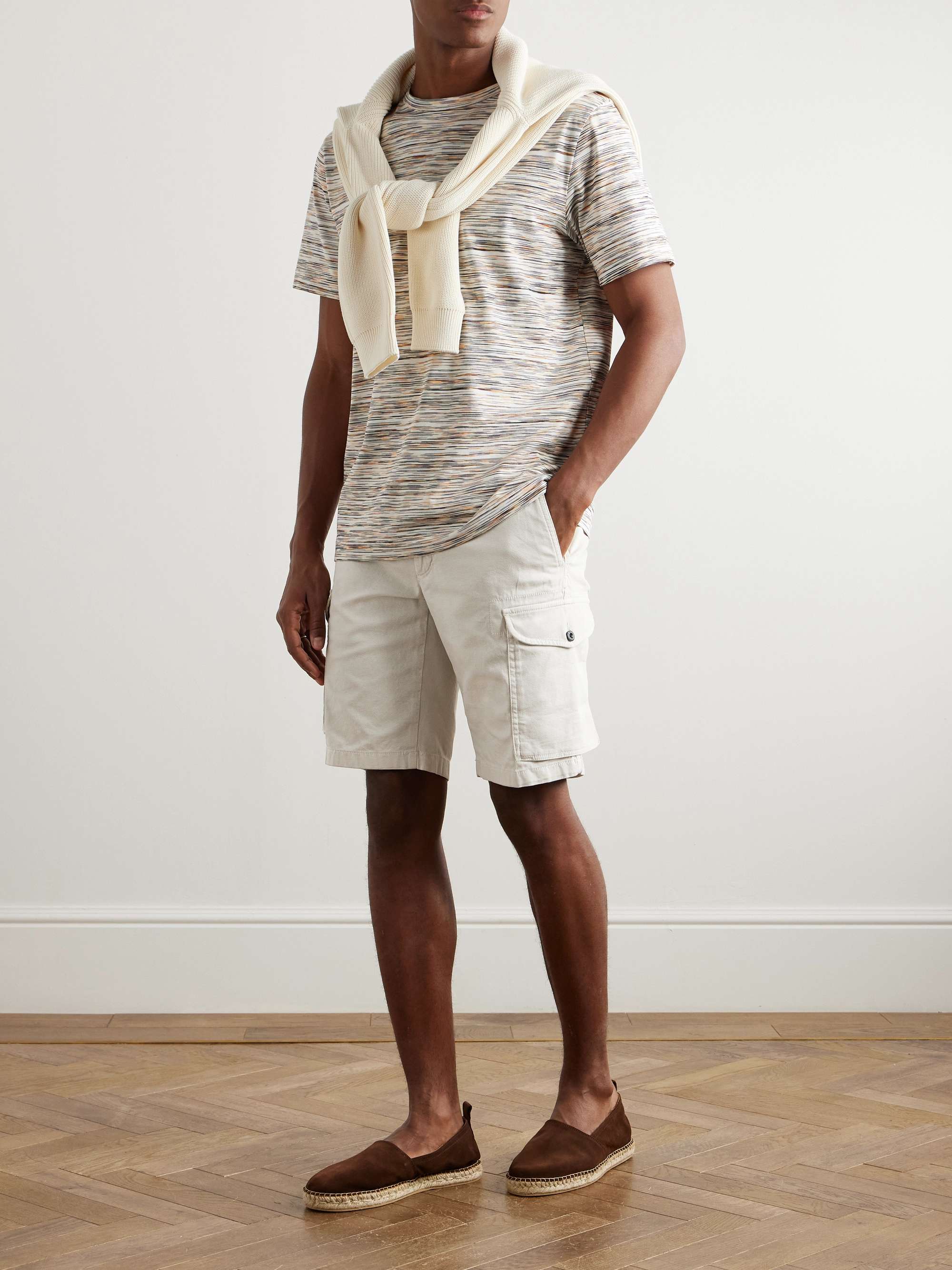 Straight-Leg Textured Cotton-Blend Cargo Shorts view