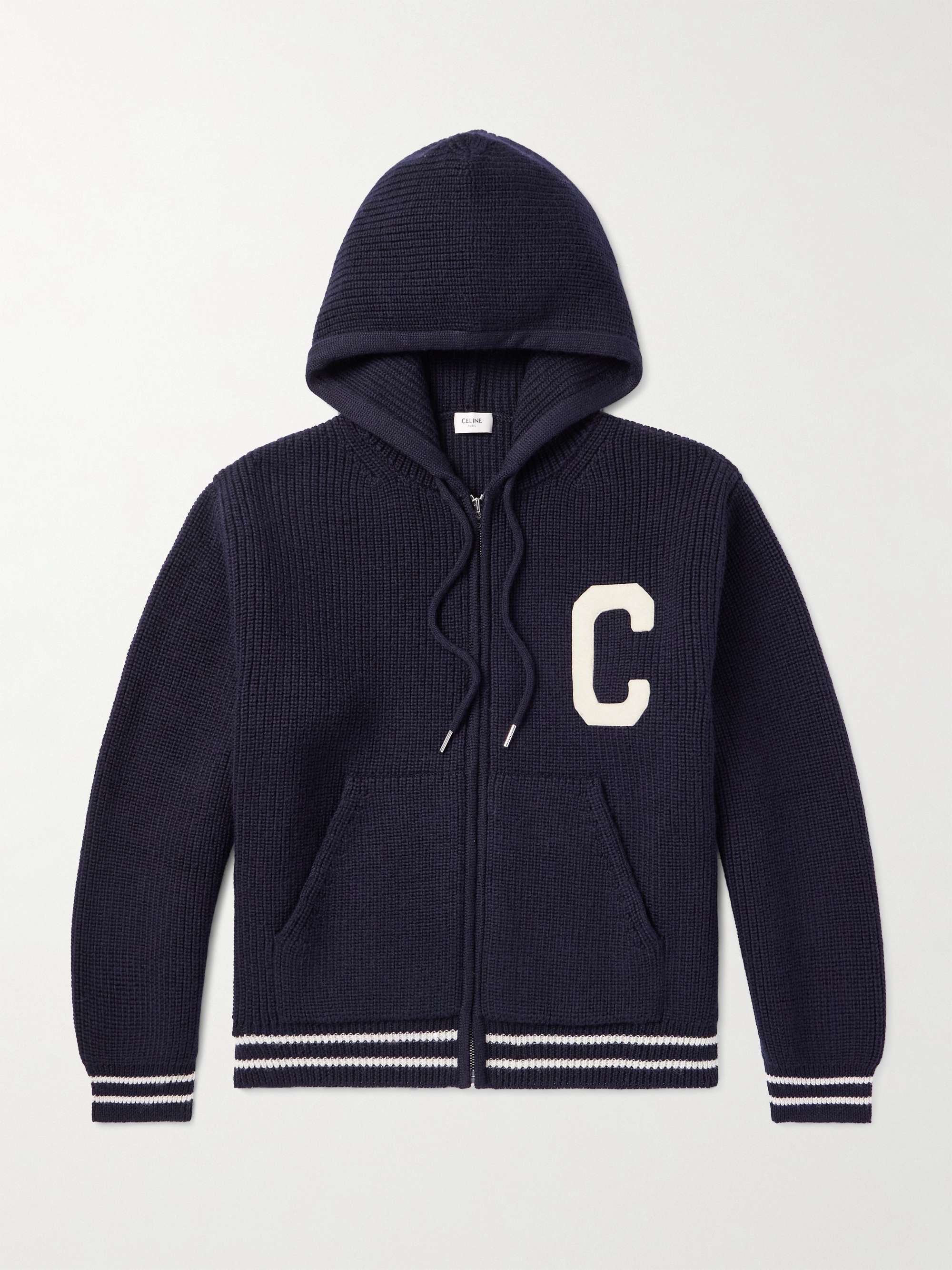 Logo-Appliquéd Wool Zip-Up Hoodie view