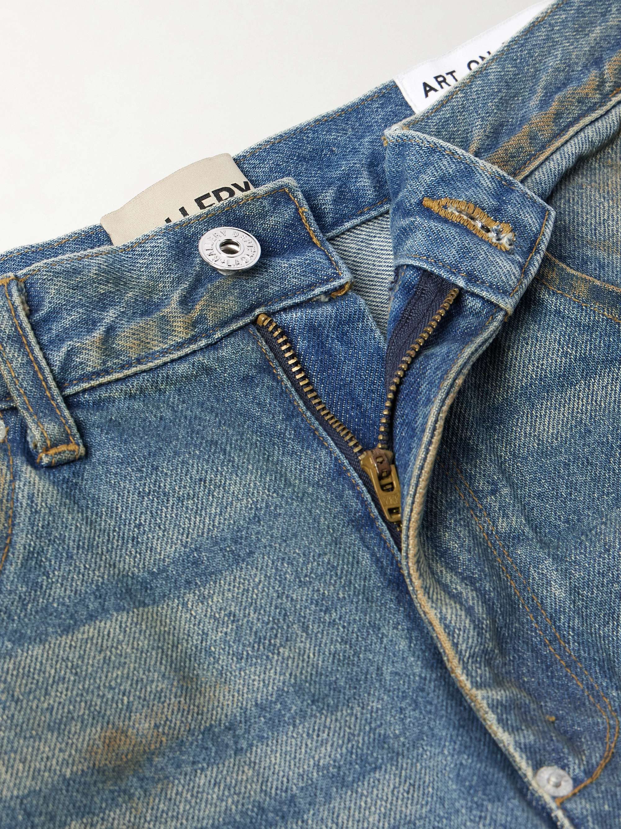 Zip Straight-Leg Distressed Jeans view