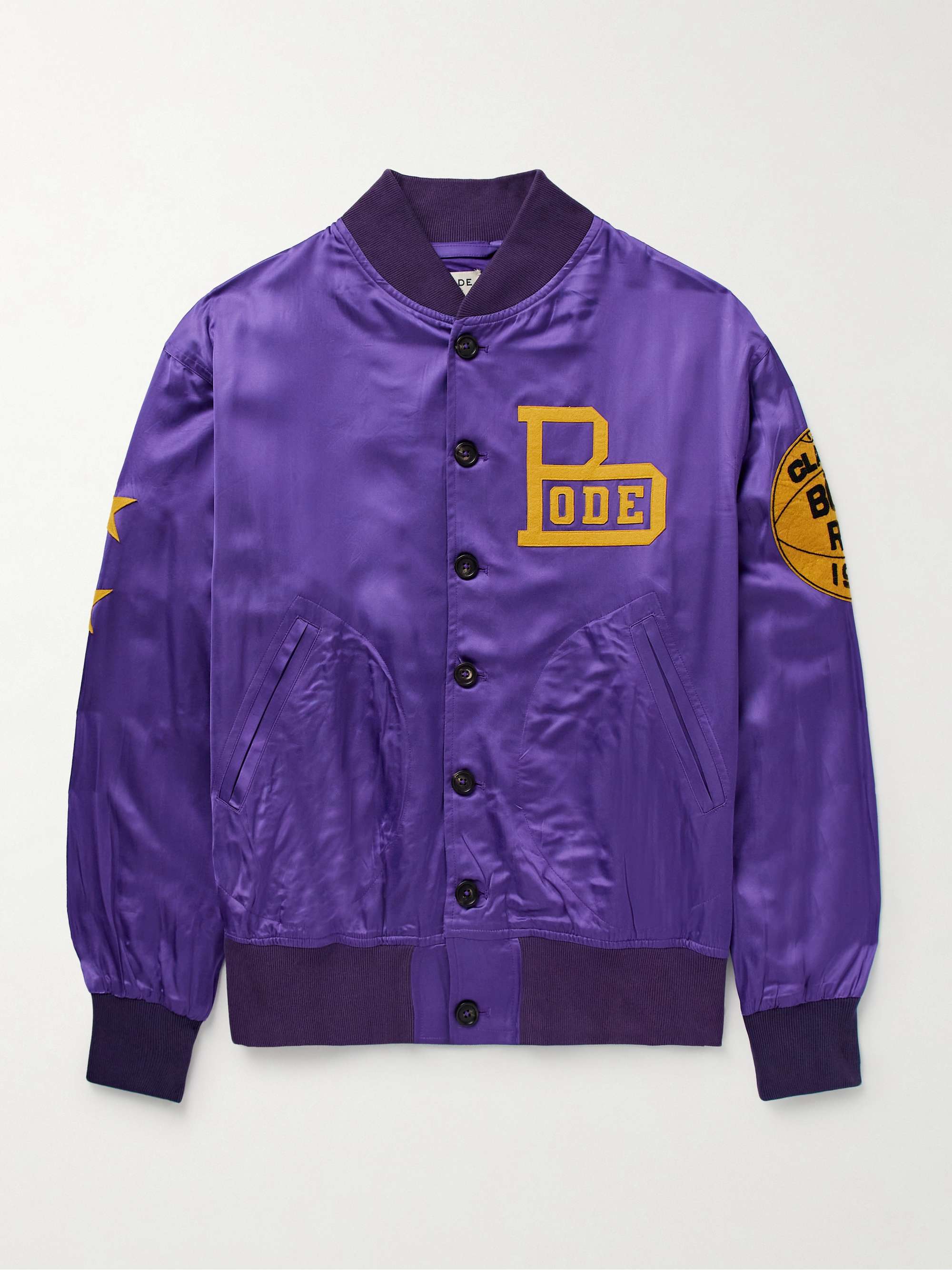 Athlete's Rally Logo-Appliquéd Embroidered Satin Bomber Jacket view
