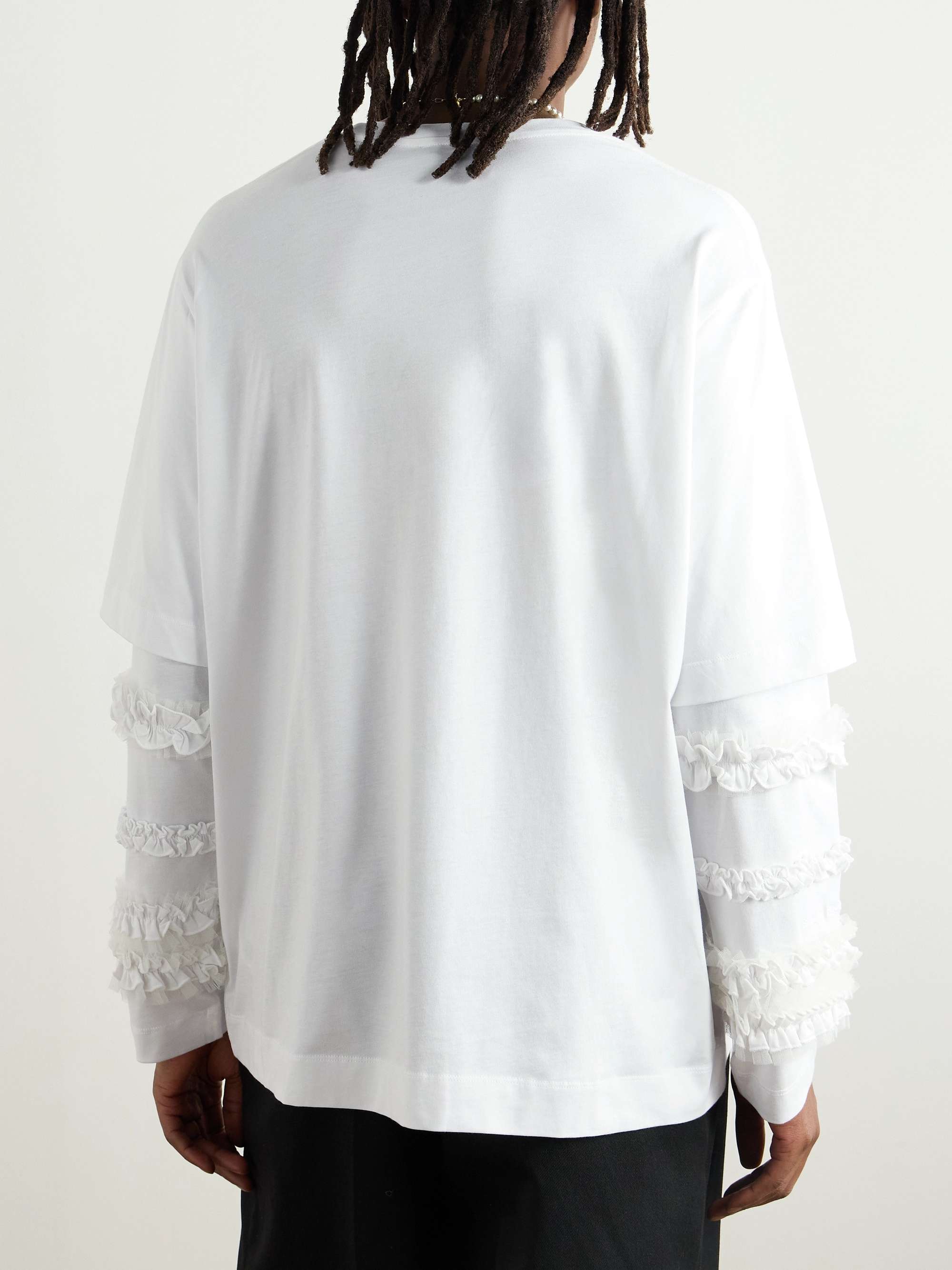 Ruffled Tulle-Trimmed Cotton-Jersey T-Shirt view