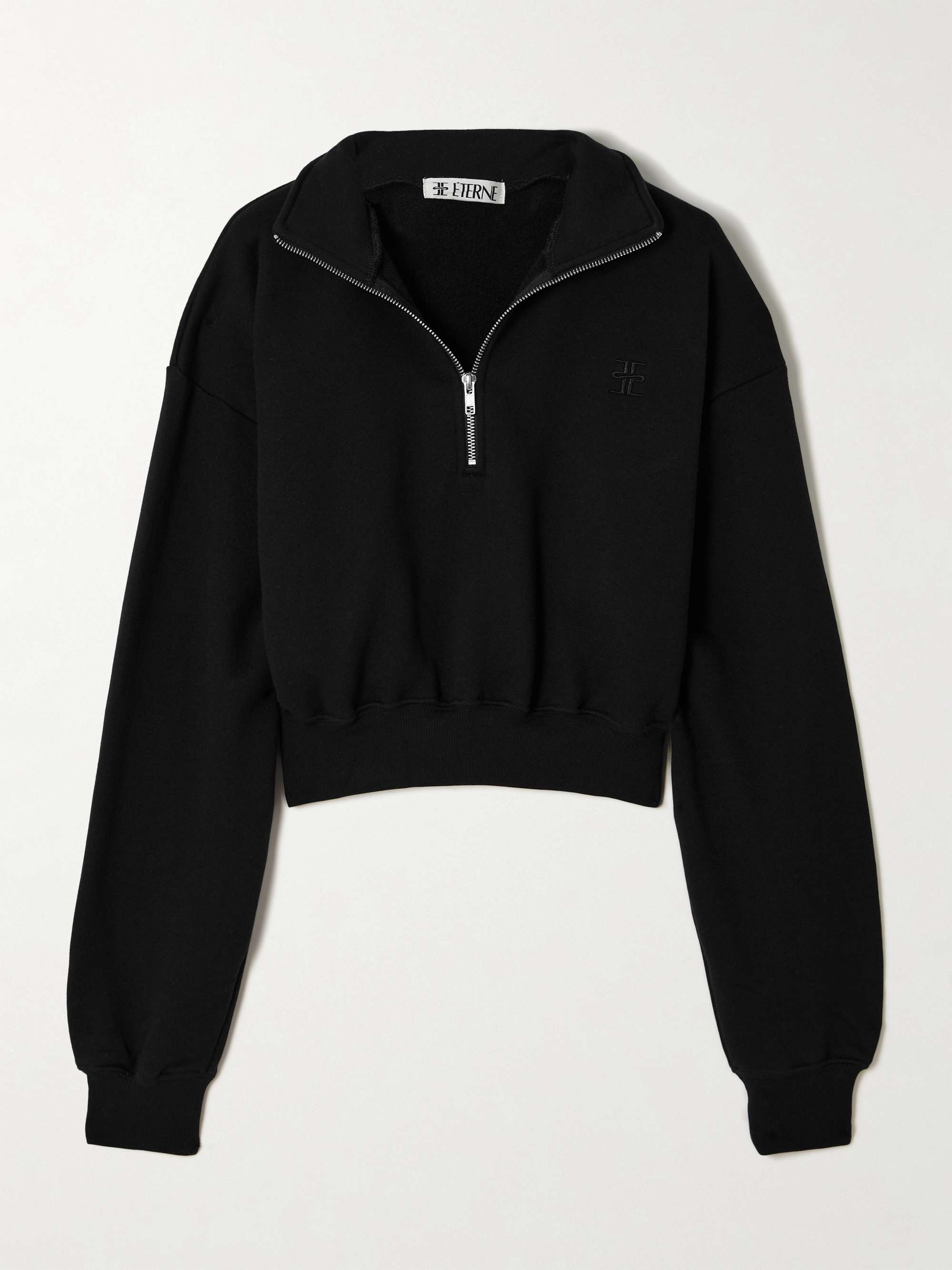 Cropped embroidered cotton and modal-blend jersey sweater view
