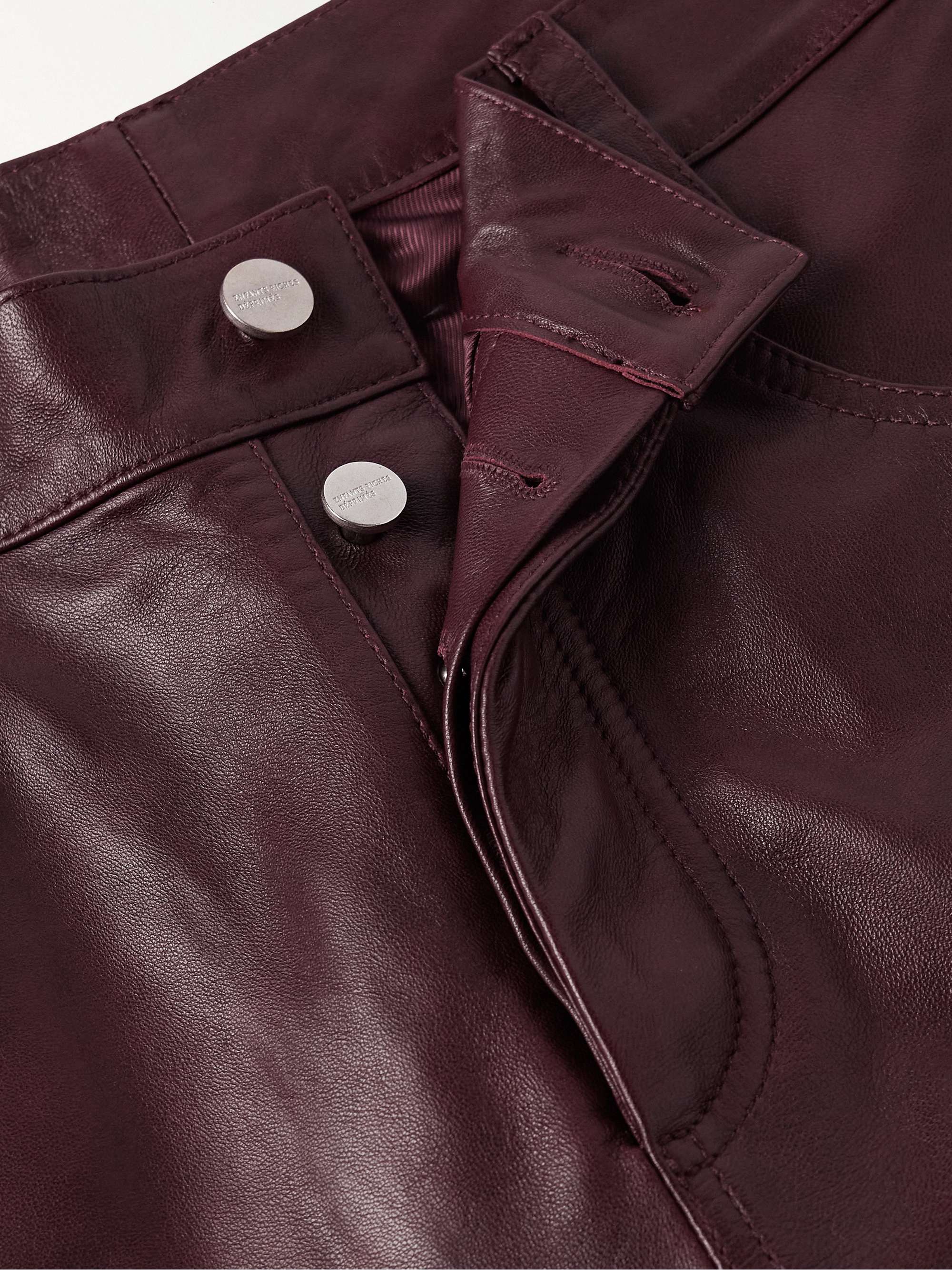 Slim-Fit Flared Leather Jeans view