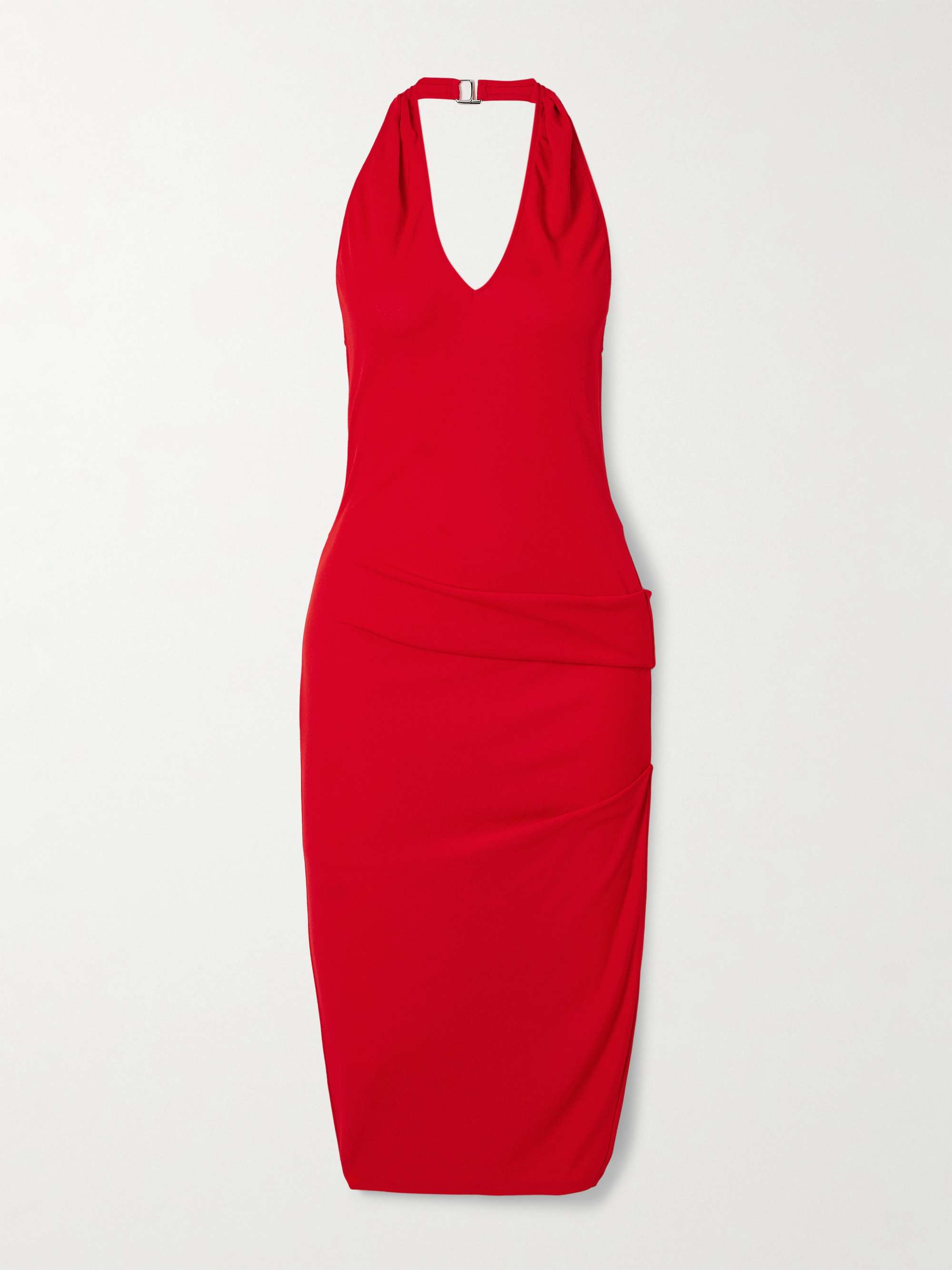 Pasadena gathered crepe halterneck midi dress view