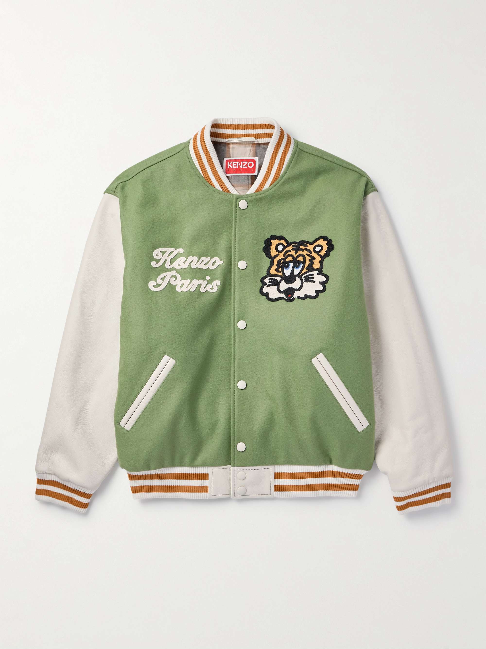 Verdy Logo-Embroidered Leather-Trimmed Wool-Blend Felt Varsity Jacket view