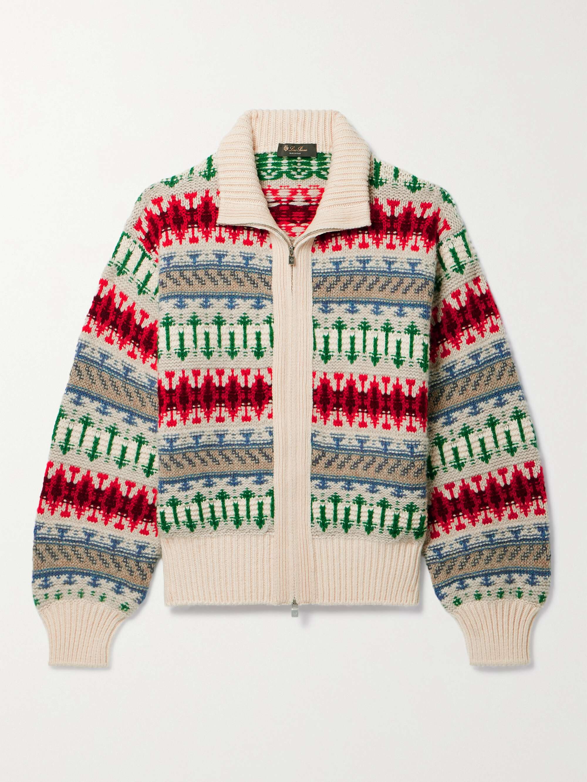 Holiday Noel jacquard-knit cashmere cardigan view