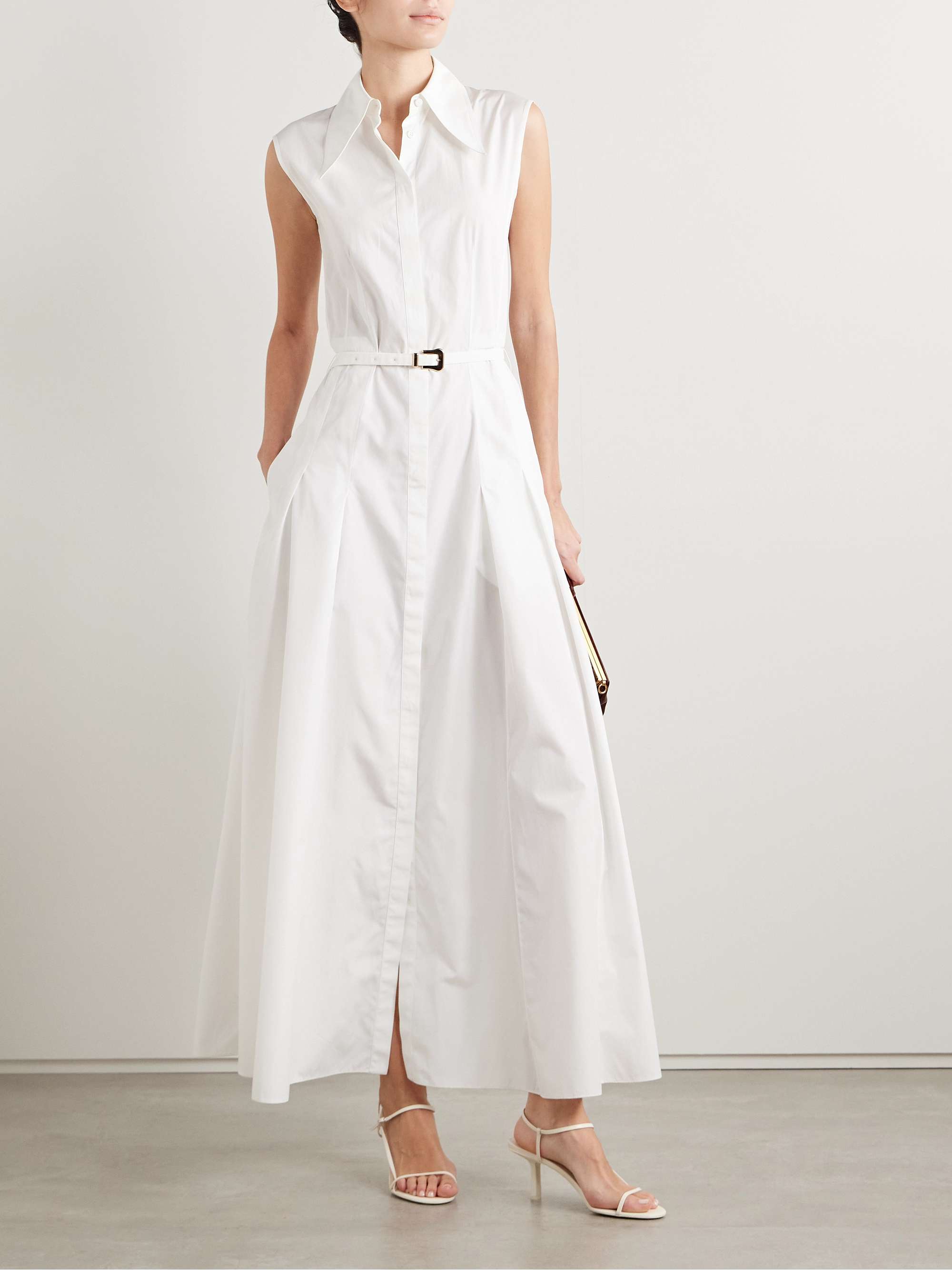 Becca belted cotton-poplin maxi shirt dress view