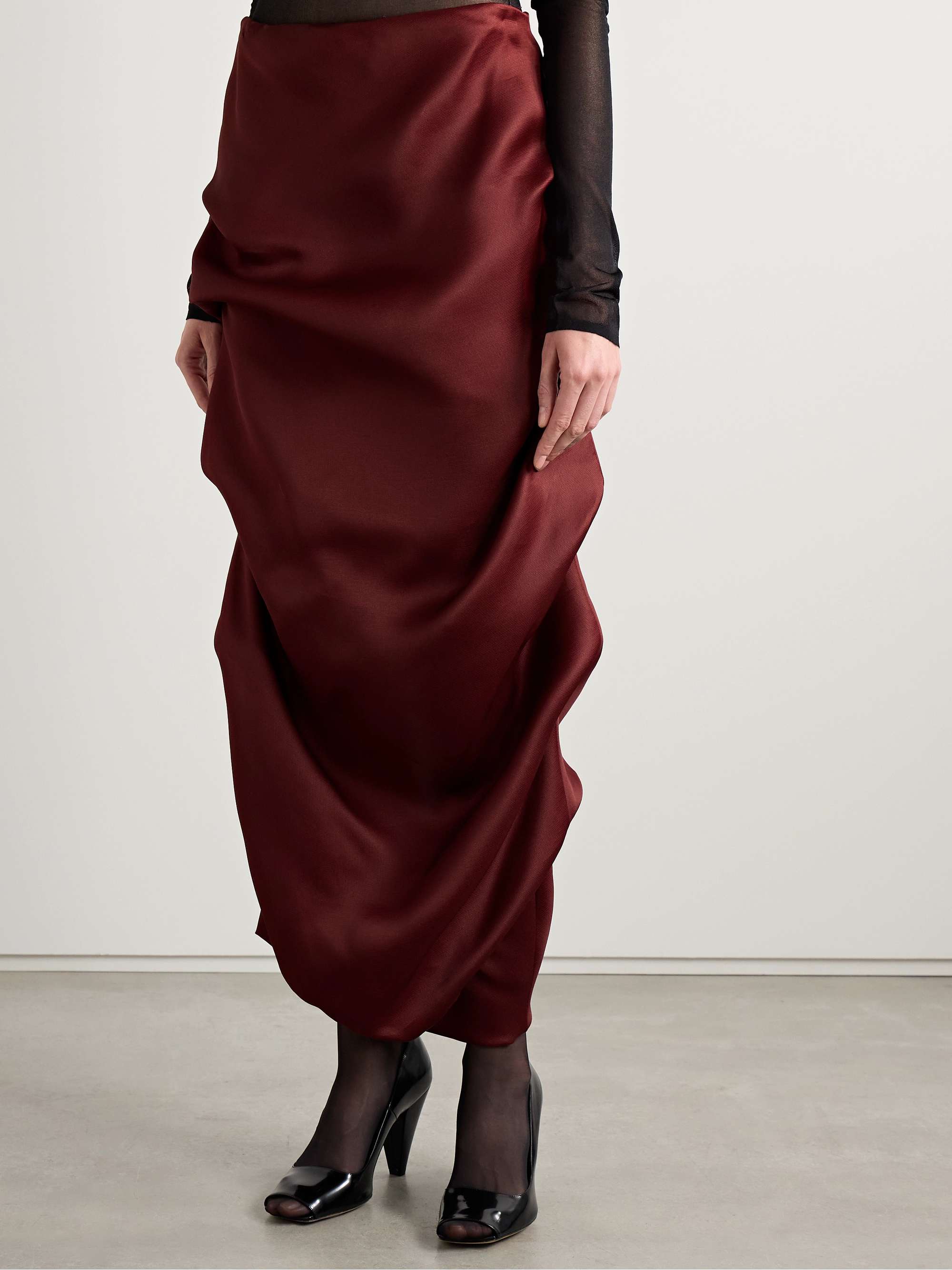 Olula draped silk-gazar midi skirt view