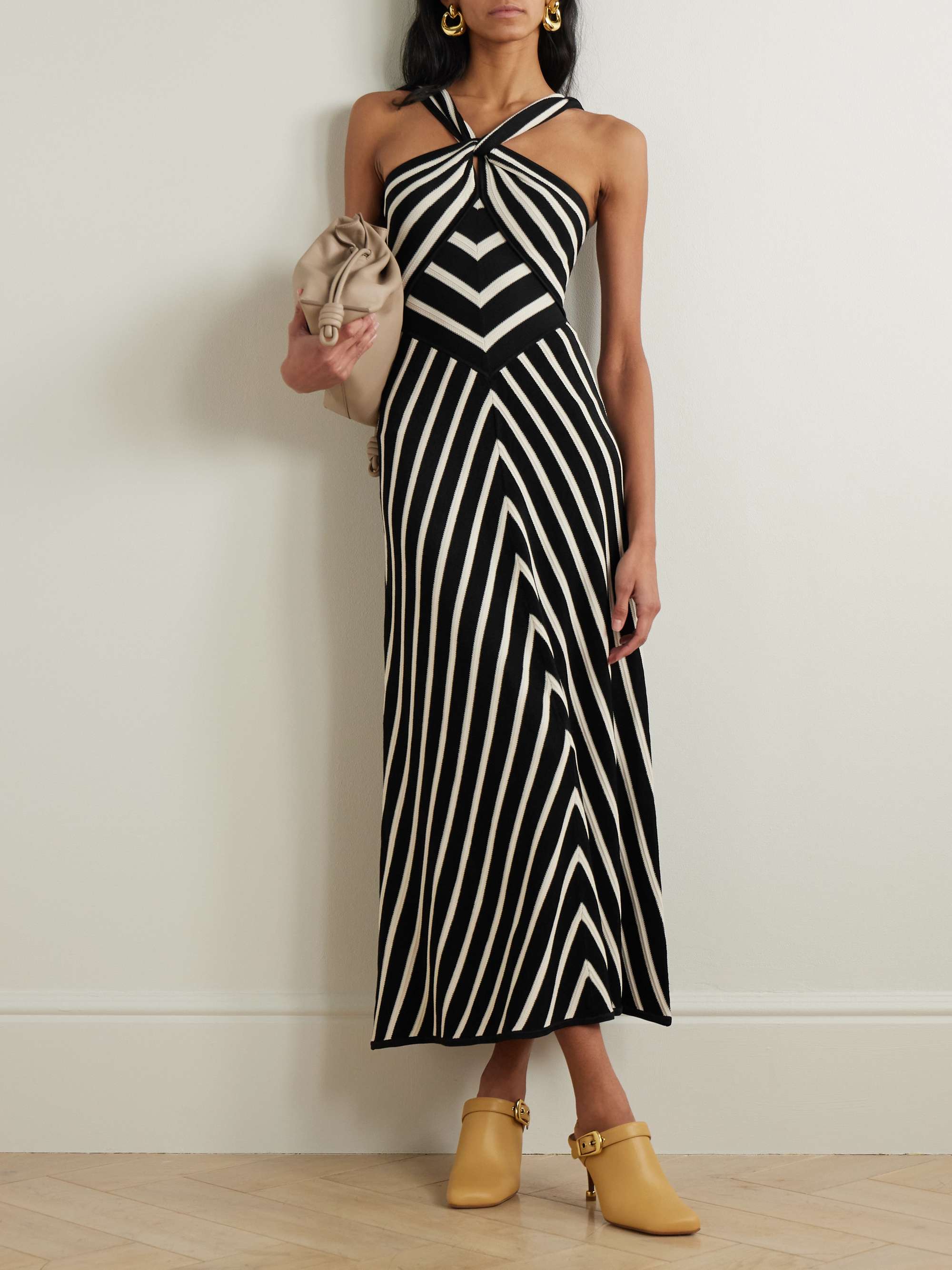 Illuminate striped knitted midi dress view