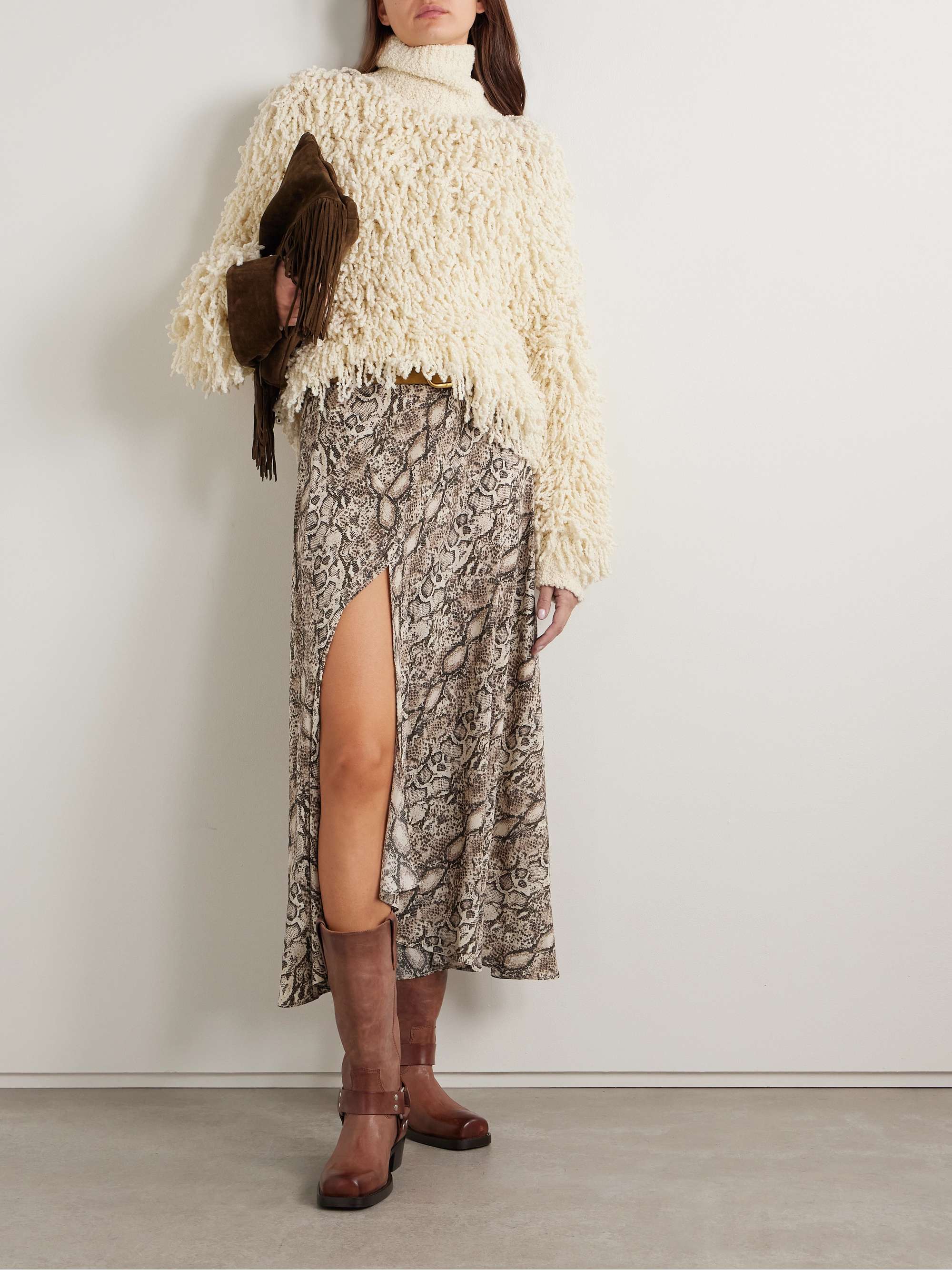 Sakura asymmetric snake-print silk-blend skirt view