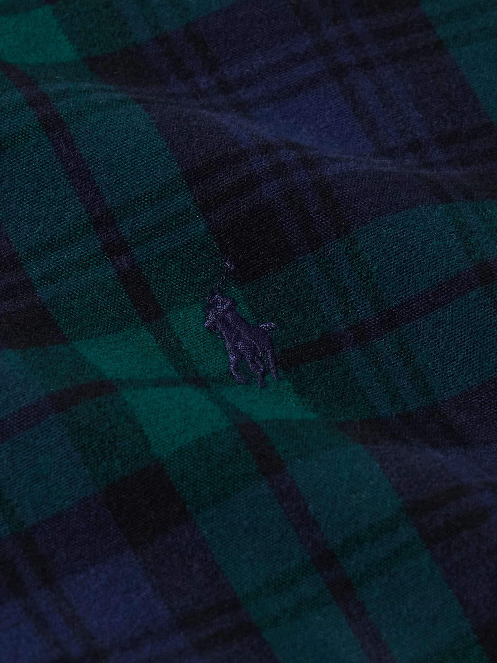 Button-Down Collar Logo-Embroidered Checked Brushed-Cotton Oxford Shirt view
