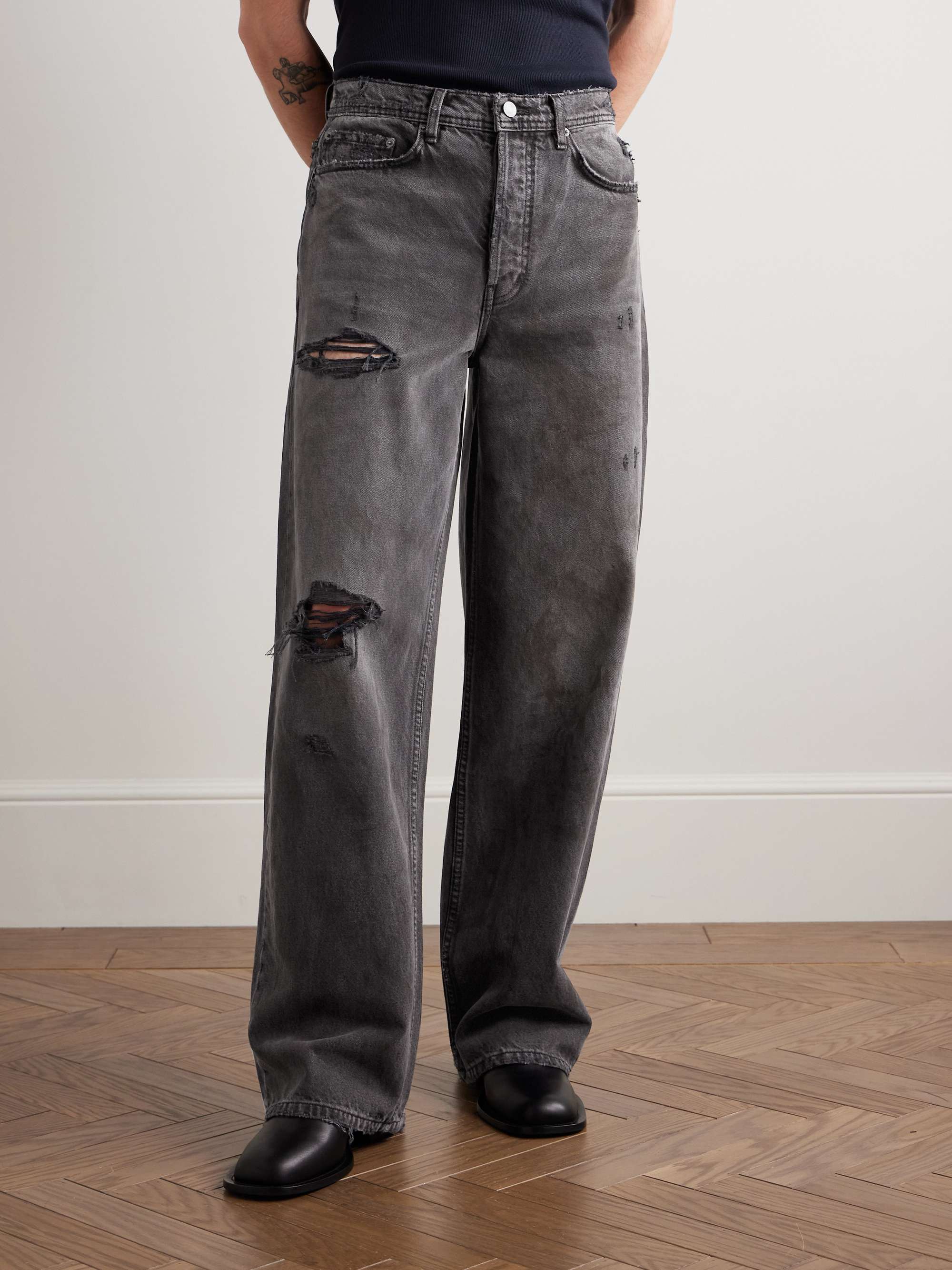 Corpse Pose Wide-Leg Distressed Jeans view