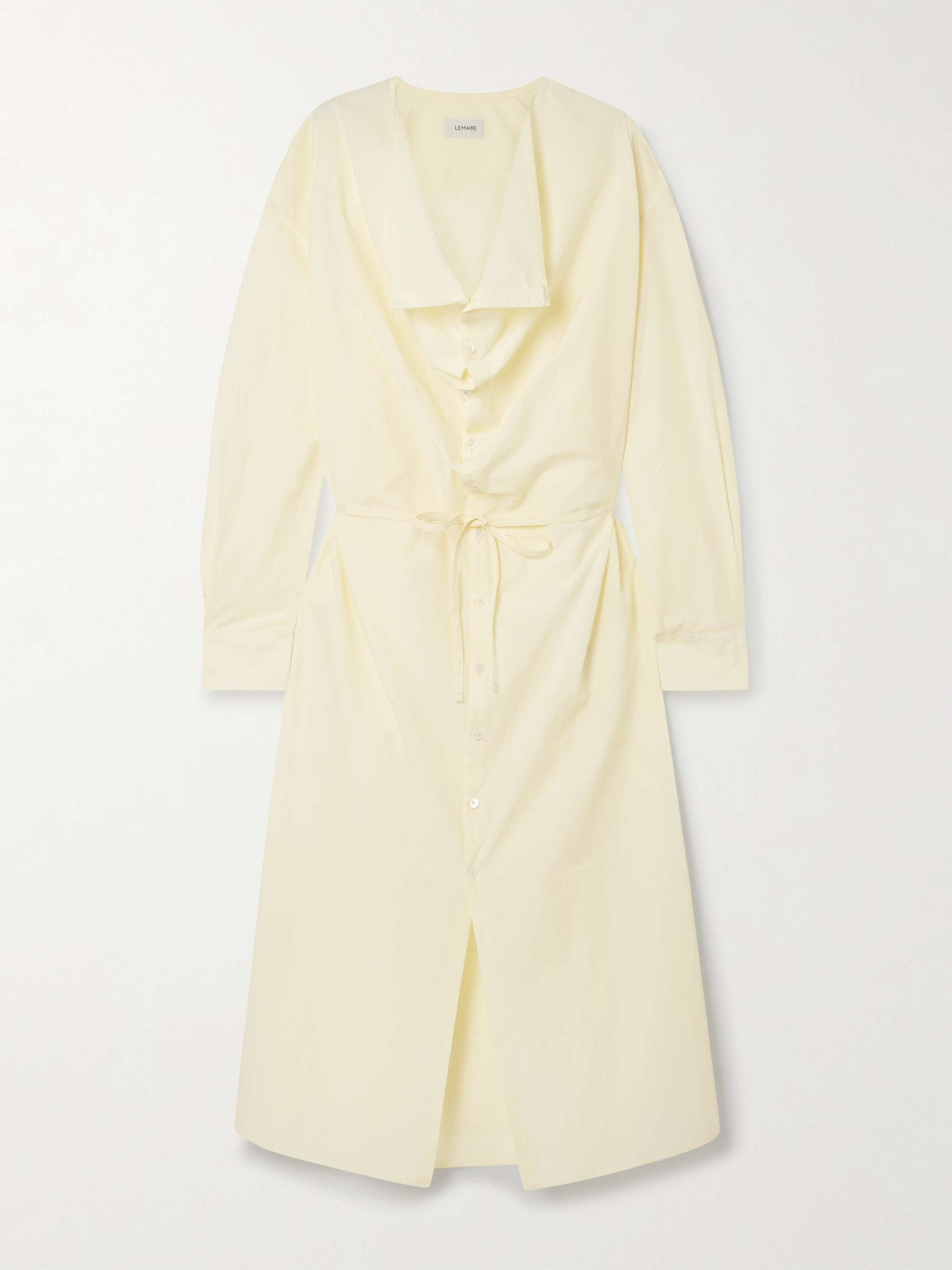 Asymmetric belted cotton-crepe midi dress view
