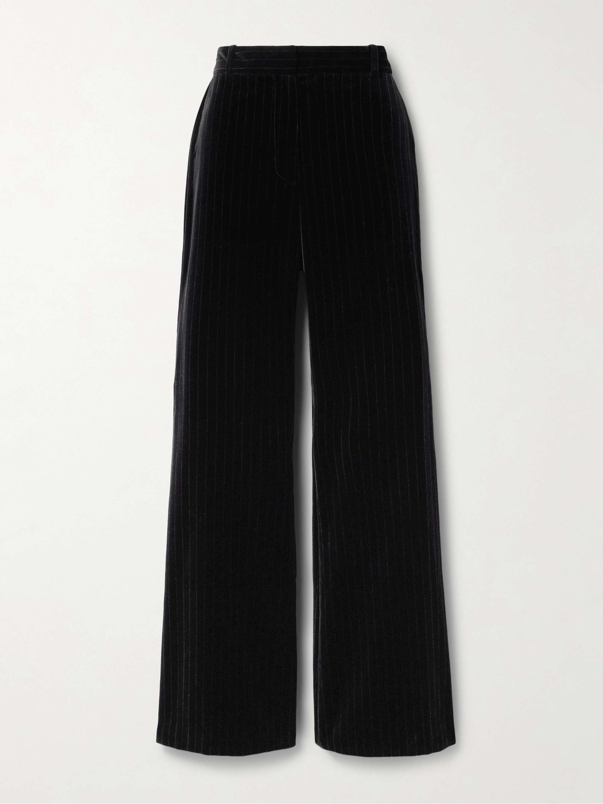 Effy pinstriped cotton-velvet wide-leg pants view