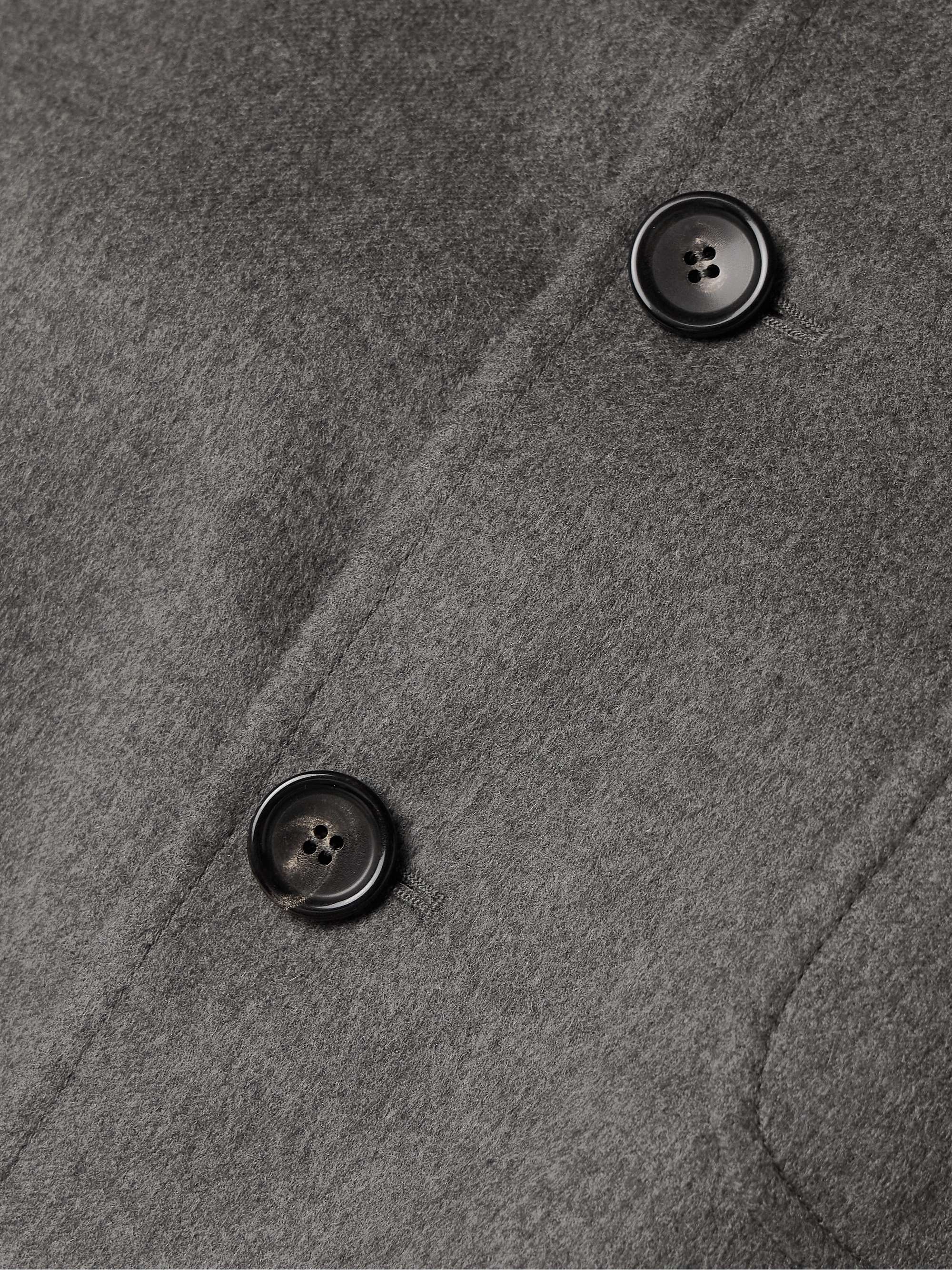 Leather-trimmed cashmere jacket view