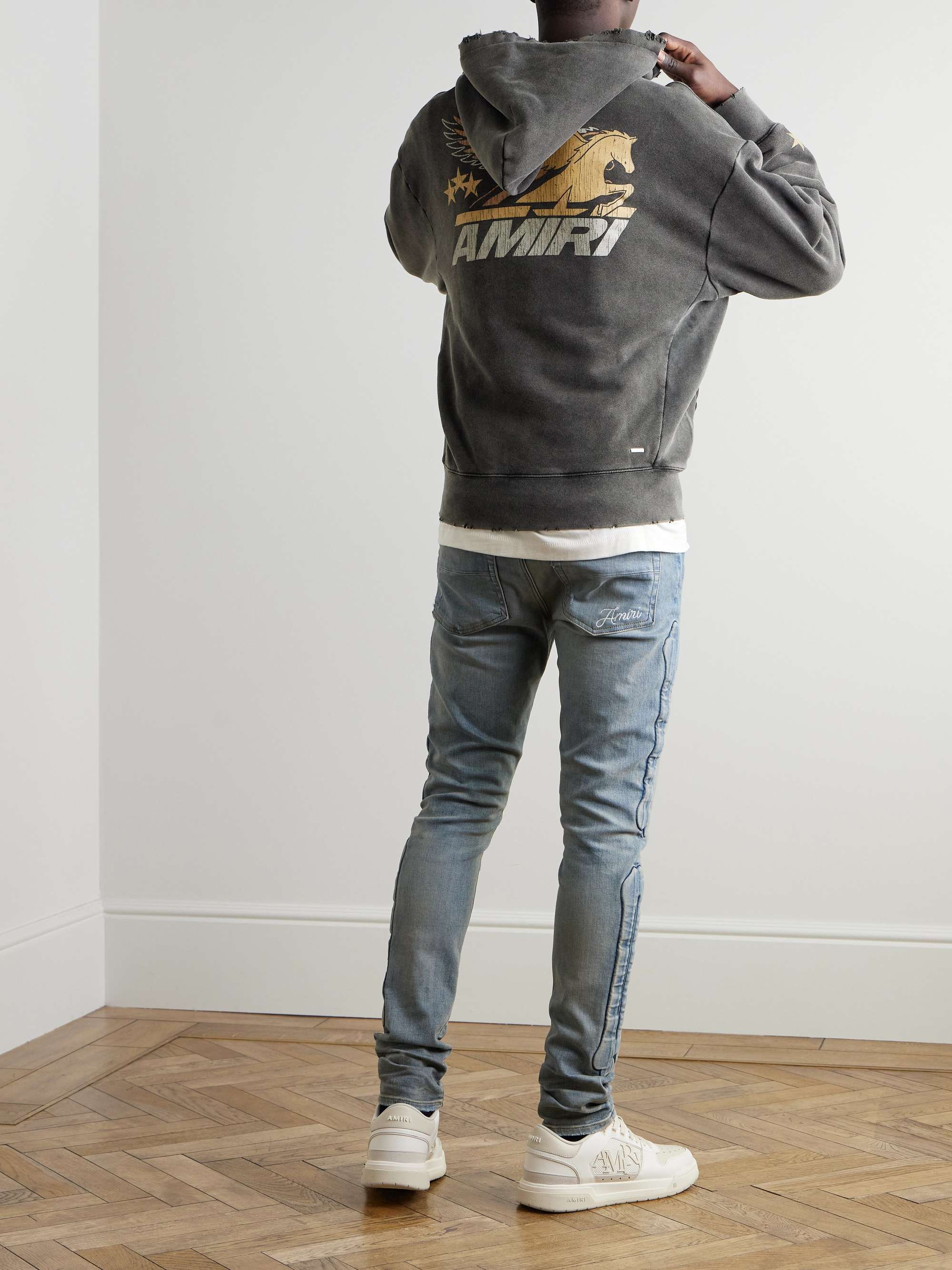 Vintage Pegasus Distressed Logo-Print Cotton-Jersey Hoodie view