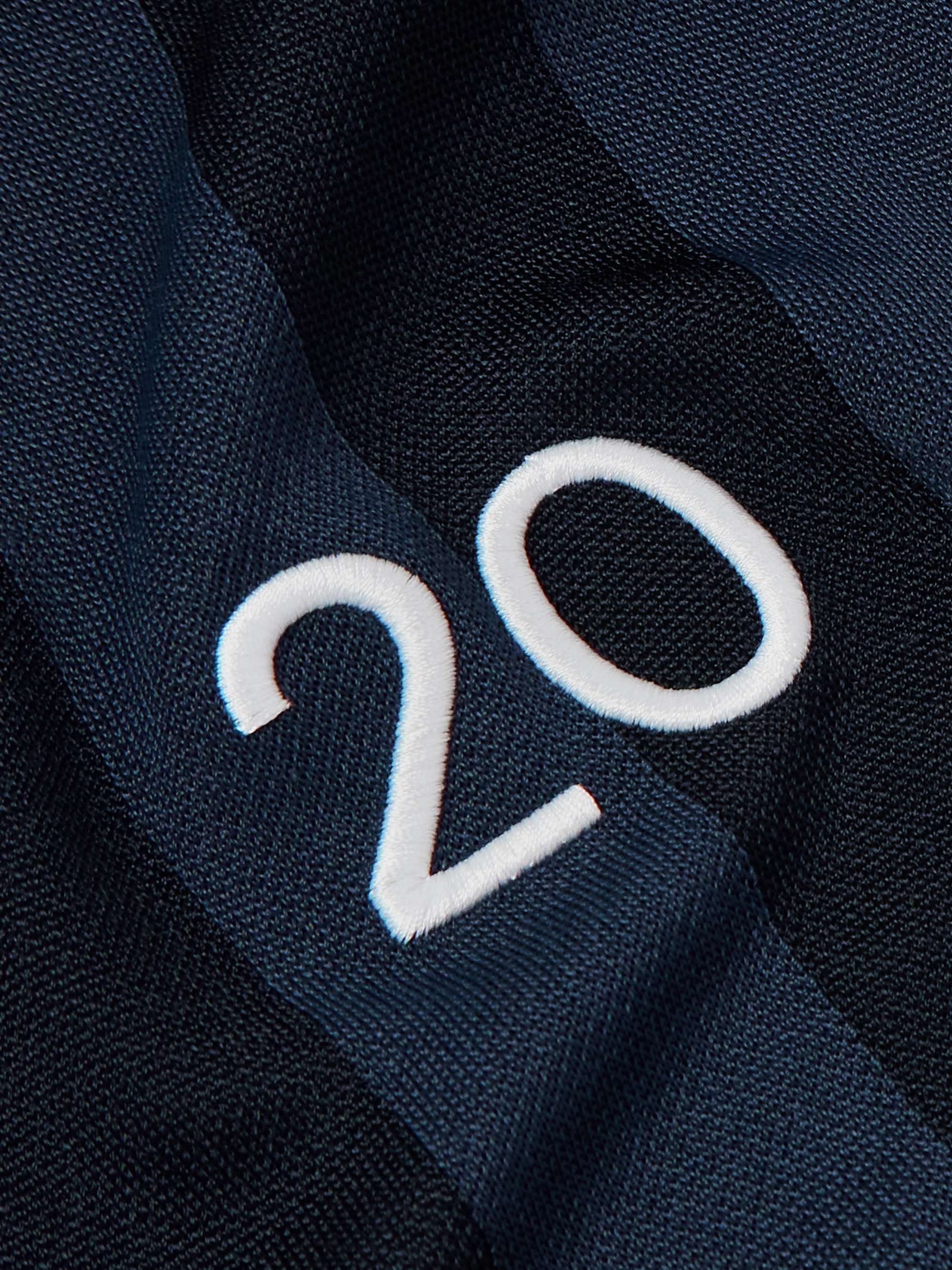 The Liga Embroidered Striped Jacquard-Knit Polo Shirt view
