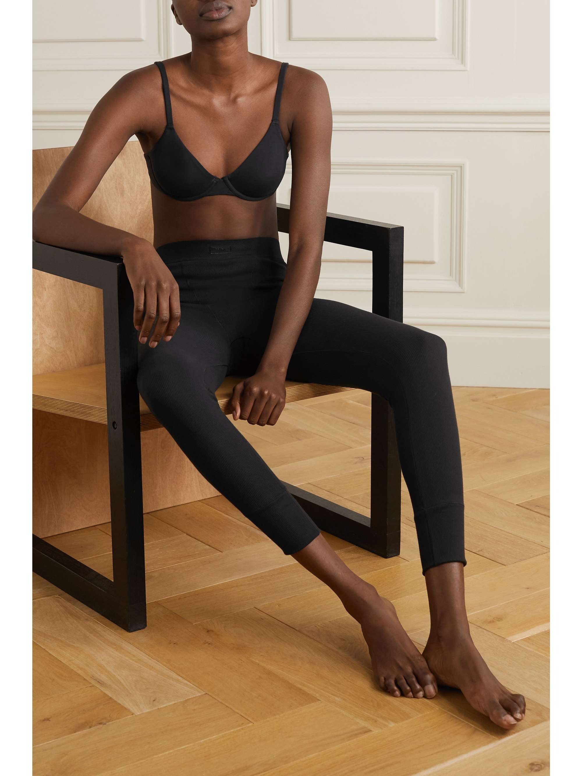 Thermal ribbed cotton-blend leggings view